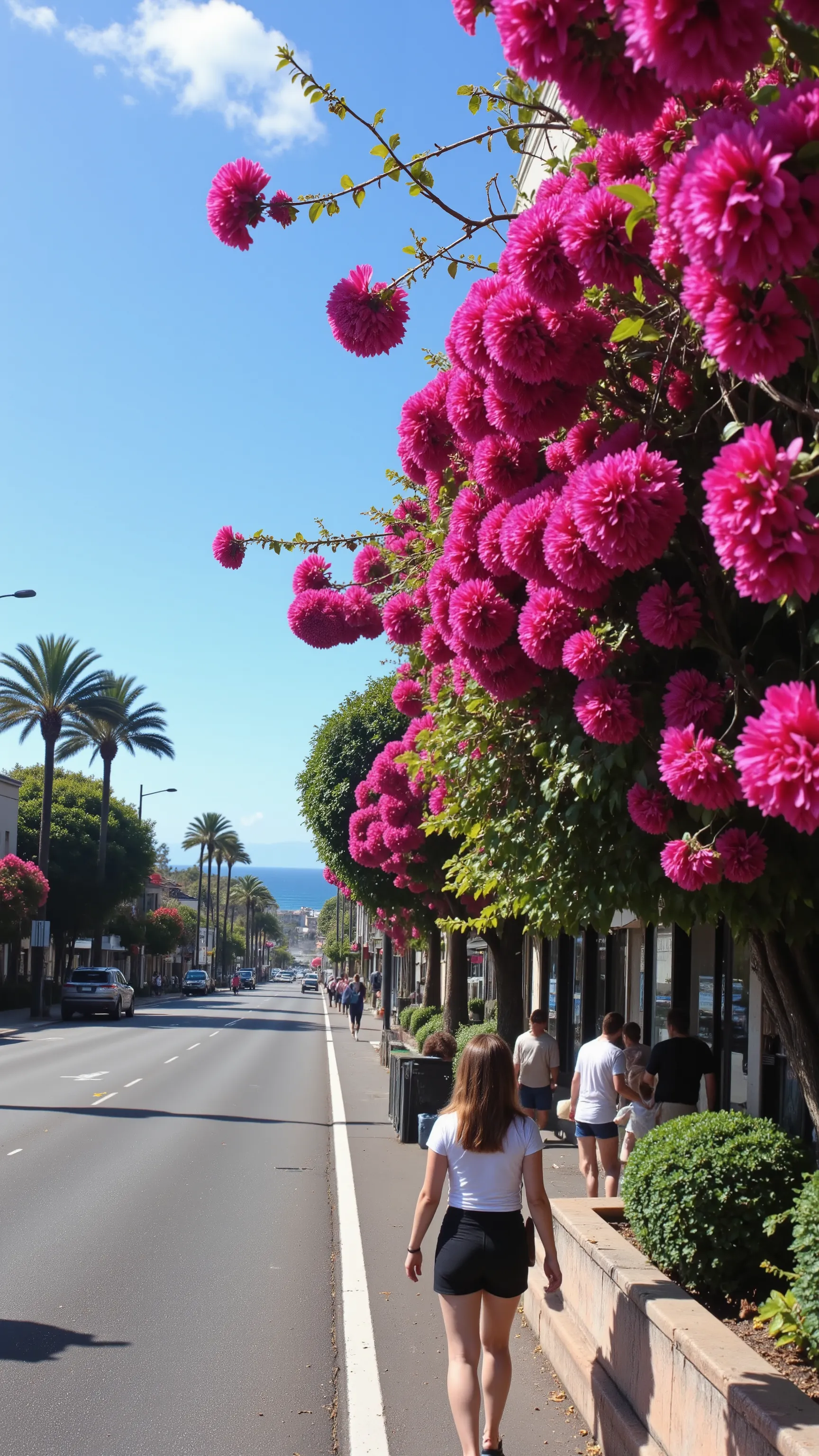 highdefinition images、Walking through the streets of Lahaina、Full bloom near the coast of Lahaina in Hawaii you walk down the road。Stunning views of Lahaina looking at、The calm state of the city before the disaster。