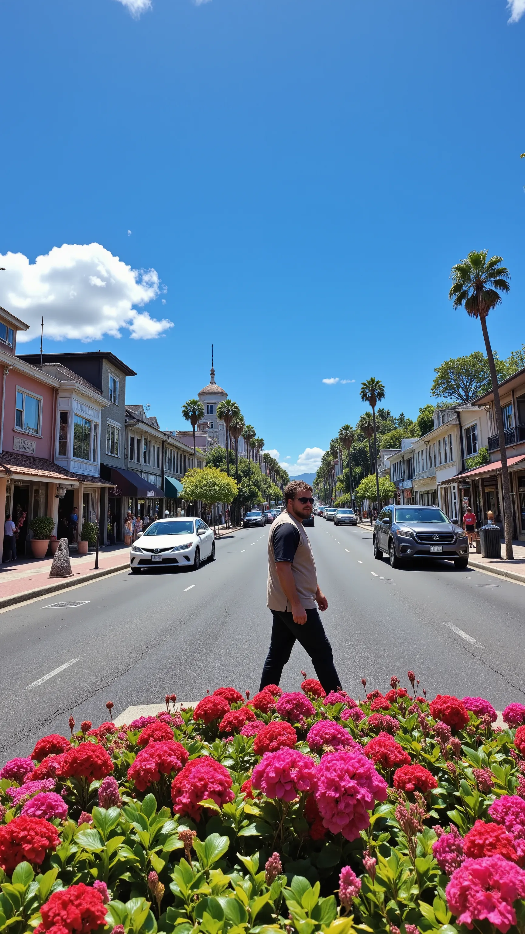 highdefinition images、Walking through the streets of Lahaina、Flowers blooming in full bloom near the coast of Lahaina in Hawaii々as you walk down the road。Stunning views of Lahaina looking at、The calm state of the city before the disaster。