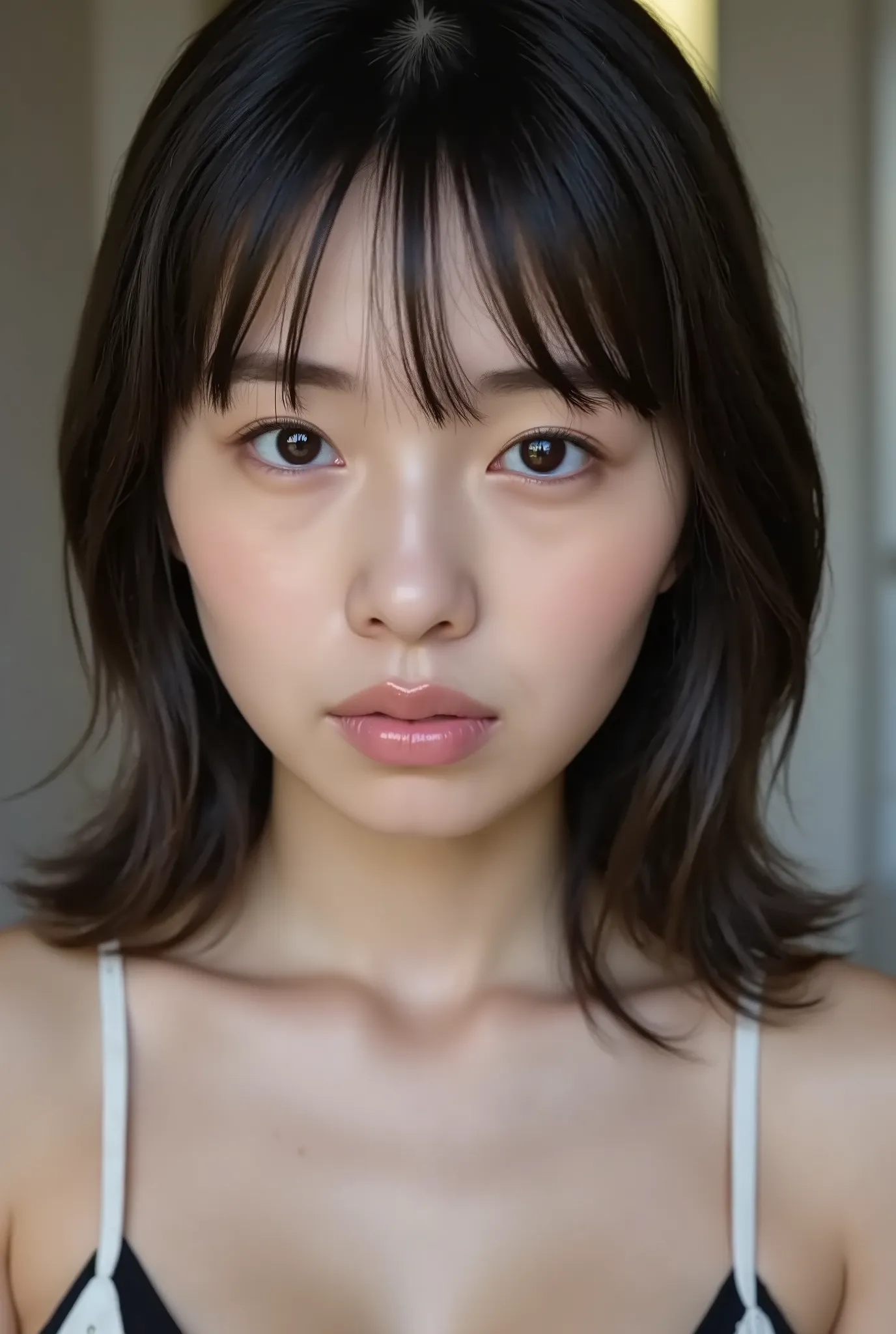 (( Highest Quality, 8K )), ((masterpiece)), ( details), Japanese, two-tone swimsuit ,1 girl on break day, Voluptuous women , sexy,( in the bedroom),((( abnormally large breasts , completely naked, beautiful breasts, short bob hair))), ...