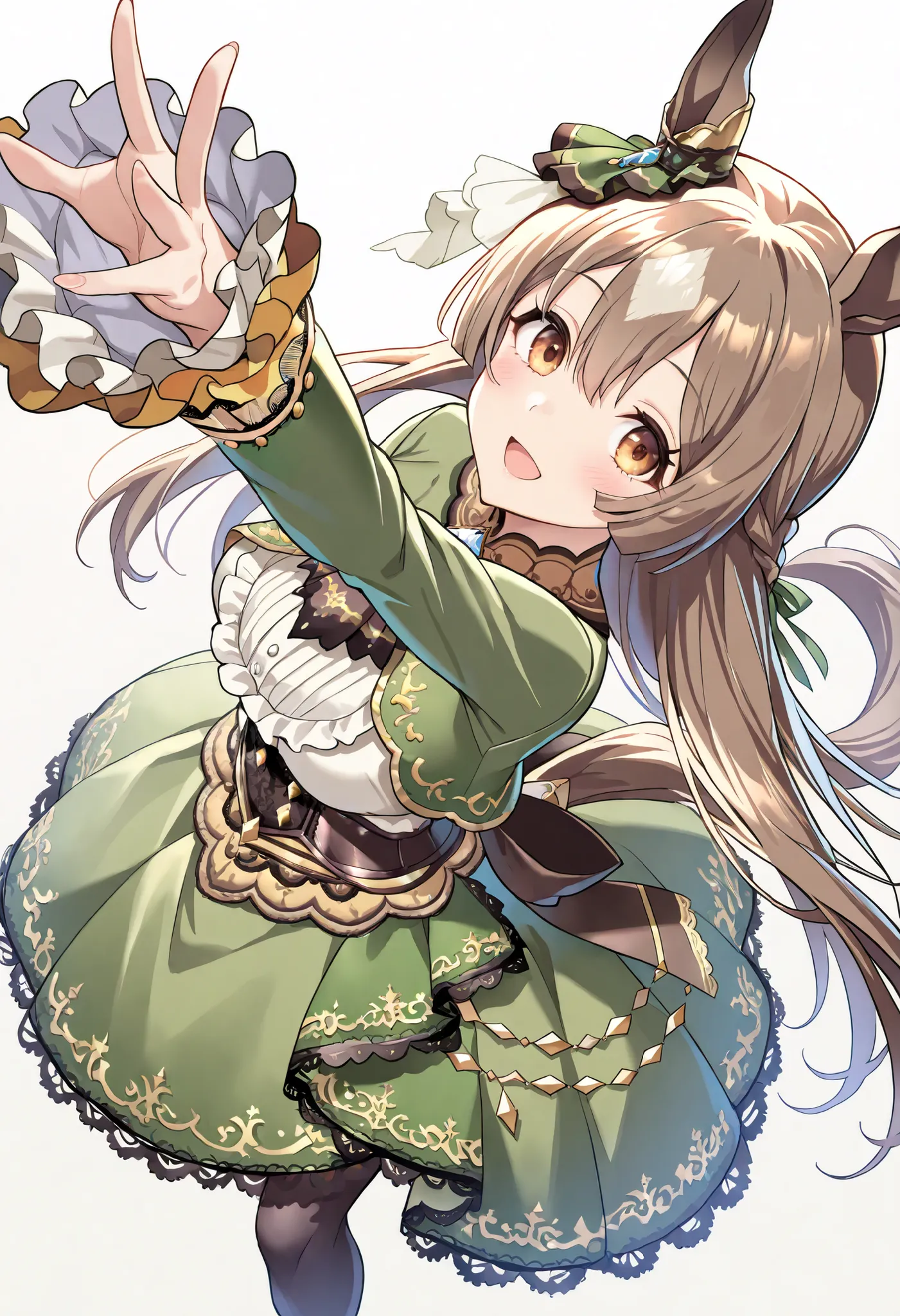 (masterpiece, best quality, perfect face:1.4), wide angle, satono diamond \(umamusume\), 1girl, horse ears, ear ornament, horse tail, tail on the lower back, proportional body, proportional, beautiful hair, beautiful face, beautiful detailed eyes, beautifu...