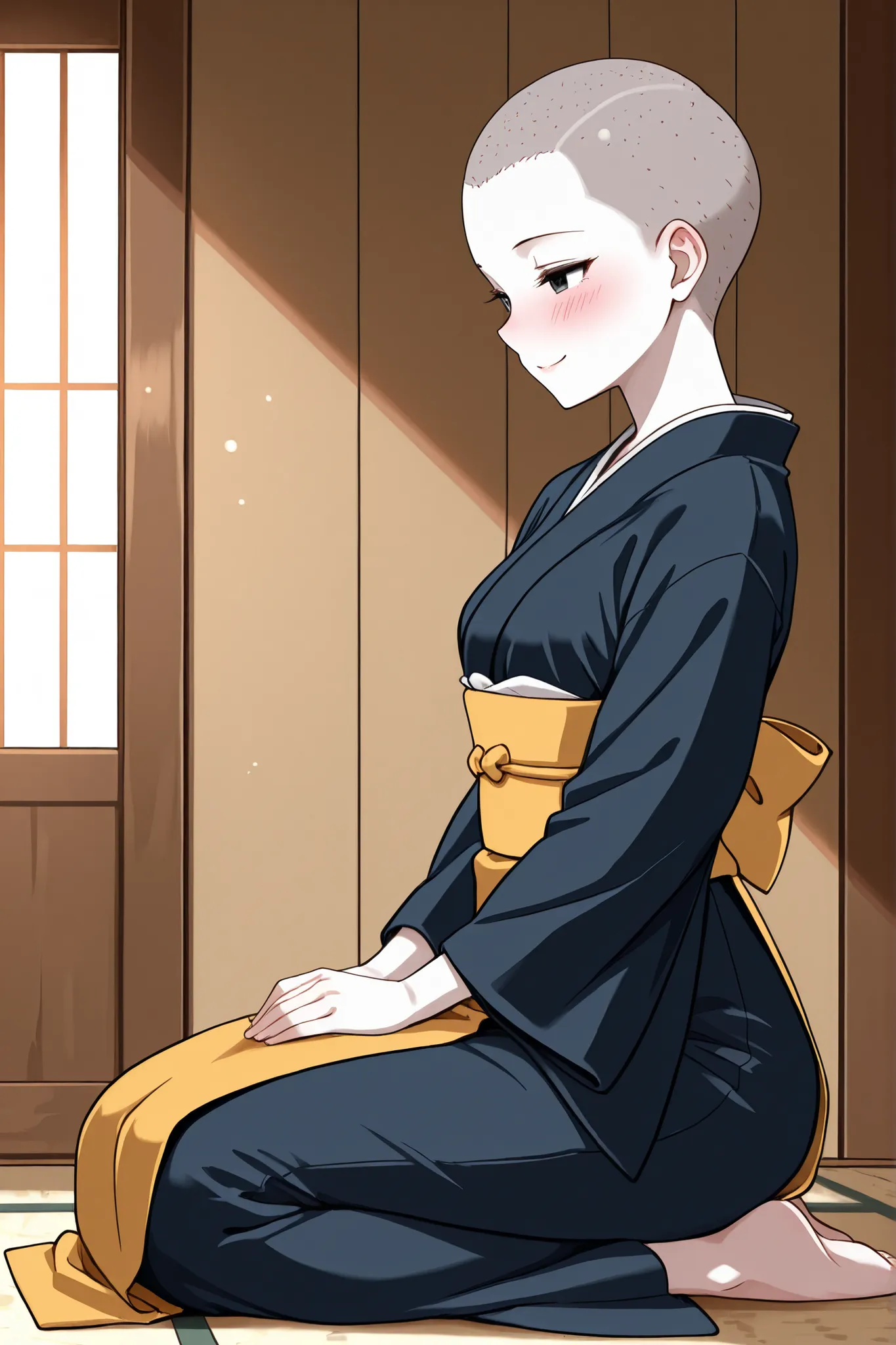 1 lady, solo,beautiful japanese lady,adult,20 years old,black eyes,narrow eyes,skinny,masterpiece,general,highres, ultra-detailed,very aesthetic,best quality ,best hands,best eyes,perfect anatomy,anime coloring,easynegative,white skin,BREAK,buddhist nun,ja...