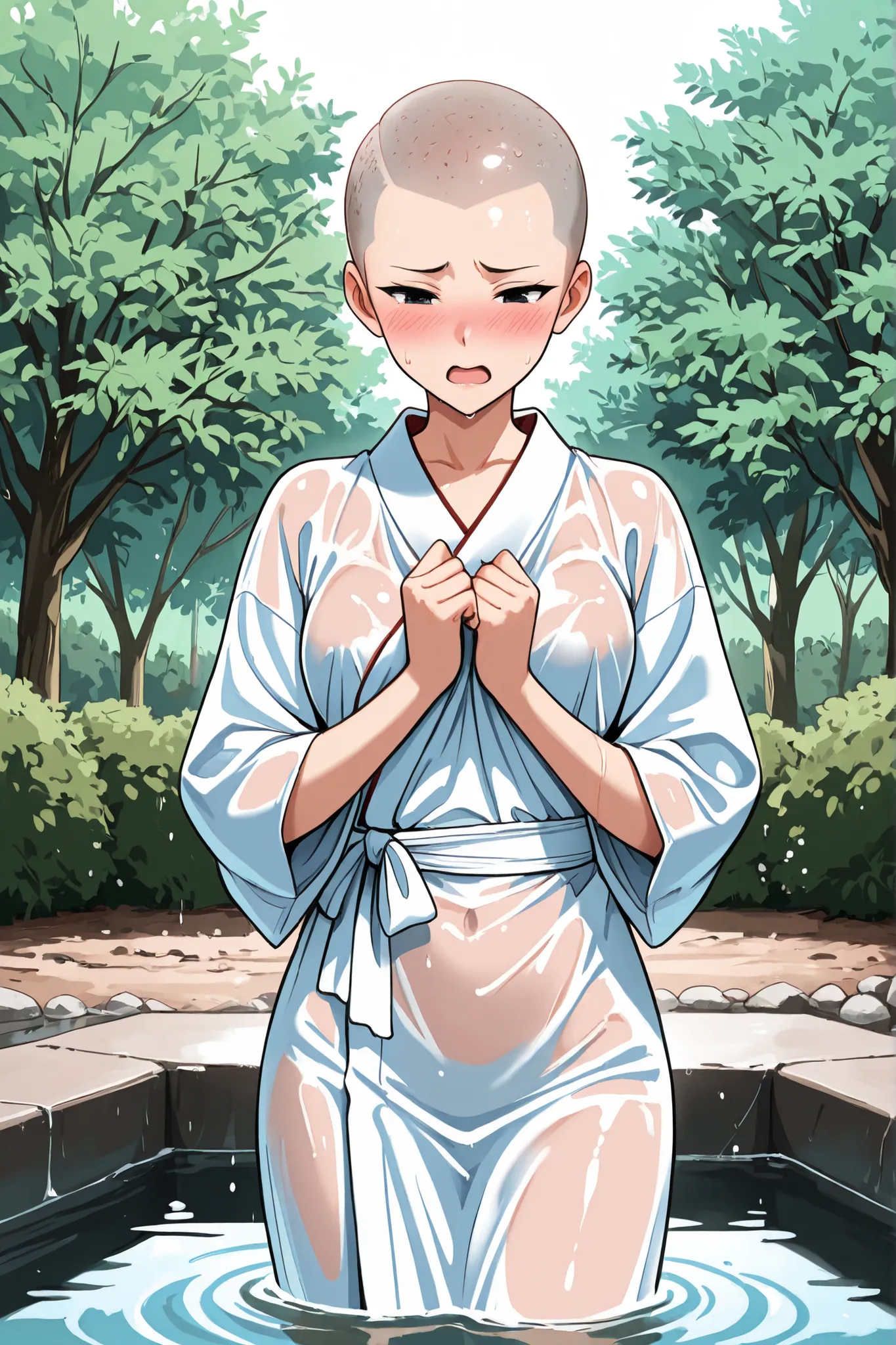 1 lady, solo,beautiful japanese lady,adult,20 years old,black eyes,narrow eyes,skinny,masterpiece,general,highres, ultra-detailed,very aesthetic,best quality ,best hands,best eyes,perfect anatomy,anime coloring,easynegative,white skin,BREAK,buddhist nun,ja...