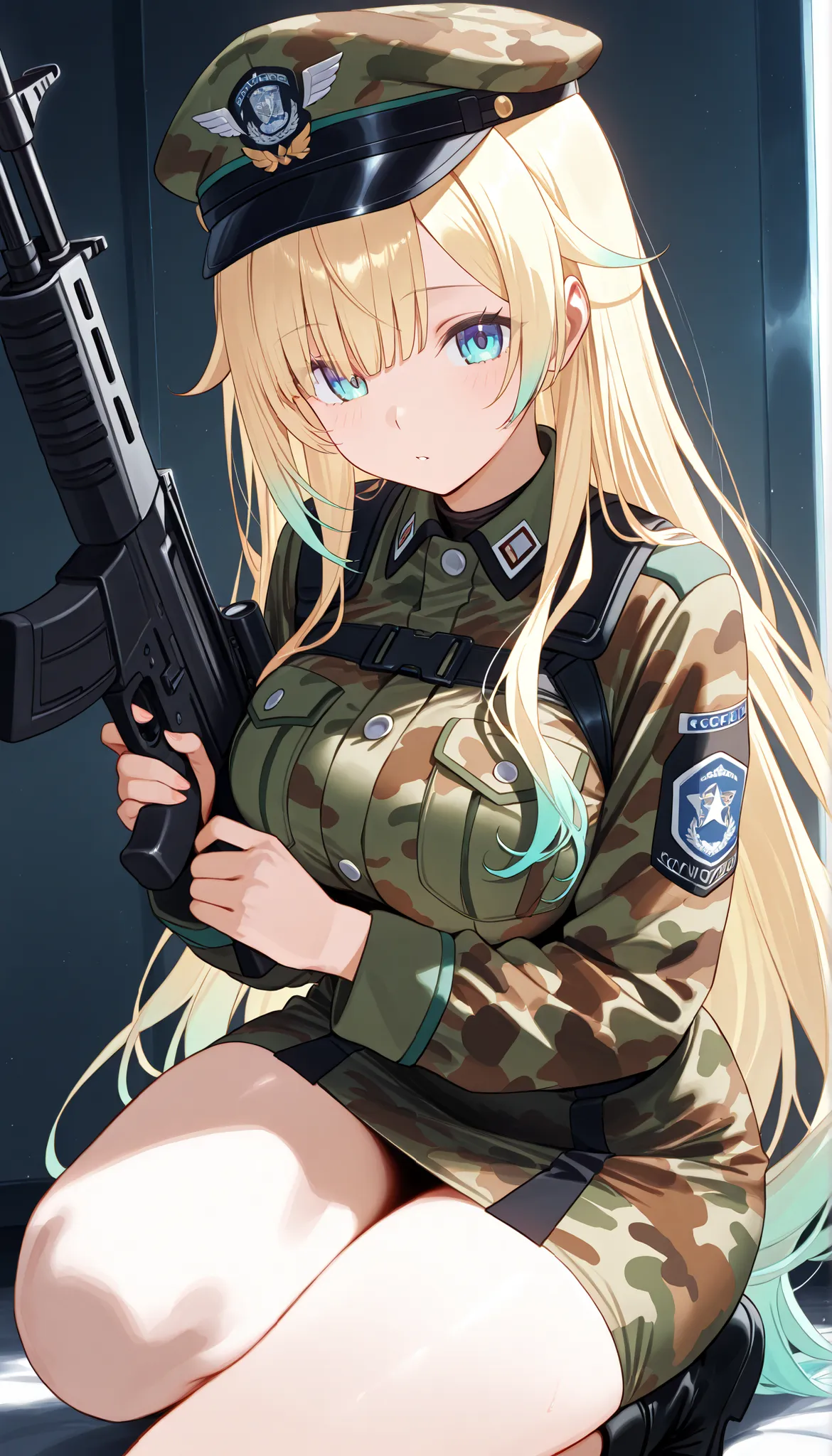 masterpiece, score_9, score_8_up, score_7_up, anime, pinup, Max Masterpiece, full twinkle, perfect face, best quality, high resolution, 1 girl, aizawa ema, 1girl, virtual youtuber, blonde hair, aqua hair, gradient hair, long hair, very long hair, blunt ban...