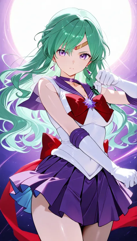 masterpiece, score_9, score_8_up, score_7_up, anime, pinup, Max Masterpiece, full twinkle, perfect face, best quality, high resolution, YakumoBase, 1girl, virtual youtuber,  green hair, long hair, wavy hair, side braid, parted bangs, purple eyes, purple ha...
