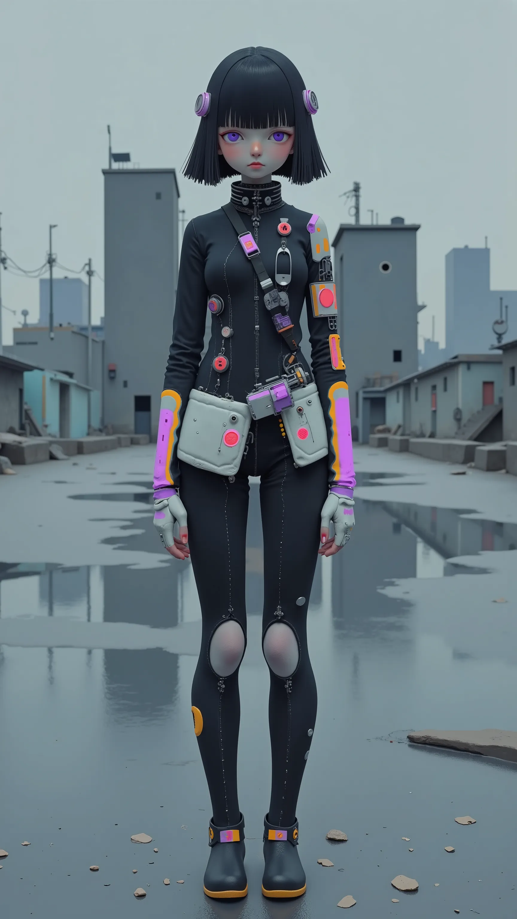 girl-type robot、憂い Emoji、(age:1.1), (Skin color:1.2), (Detailed clothing:1.2), (accessory:1.1), ( Emoji:1.2), (Physical build:1.1), (posture:1.2), Centered,facing the front, Mesh-like body、consists of transparent light and a reticular structure,metal parts...