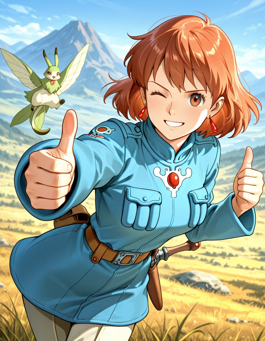 The best of the best. Highest Quality. best image quality. Anime movies「Nausicaa of the Valley of the Wind」Nausicaa is thumbs up and winking。