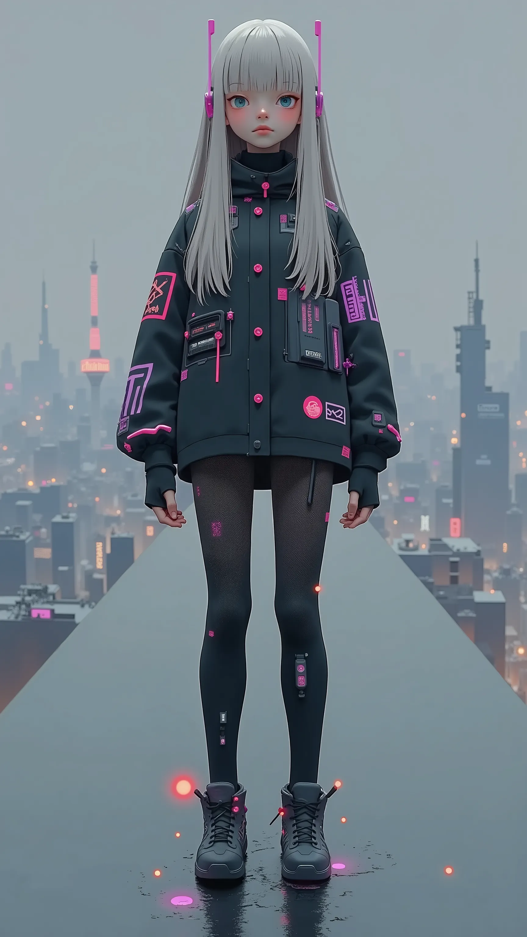 girl-type robot、憂い Emoji、(age:1.1), (Skin color:1.2), (Detailed clothing:1.2), (accessory:1.1), ( Emoji:1.2), (Physical build:1.1), (posture:1.2), Centered,facing the front, Mesh-like body、consists of transparent light and a reticular structure,metal parts...