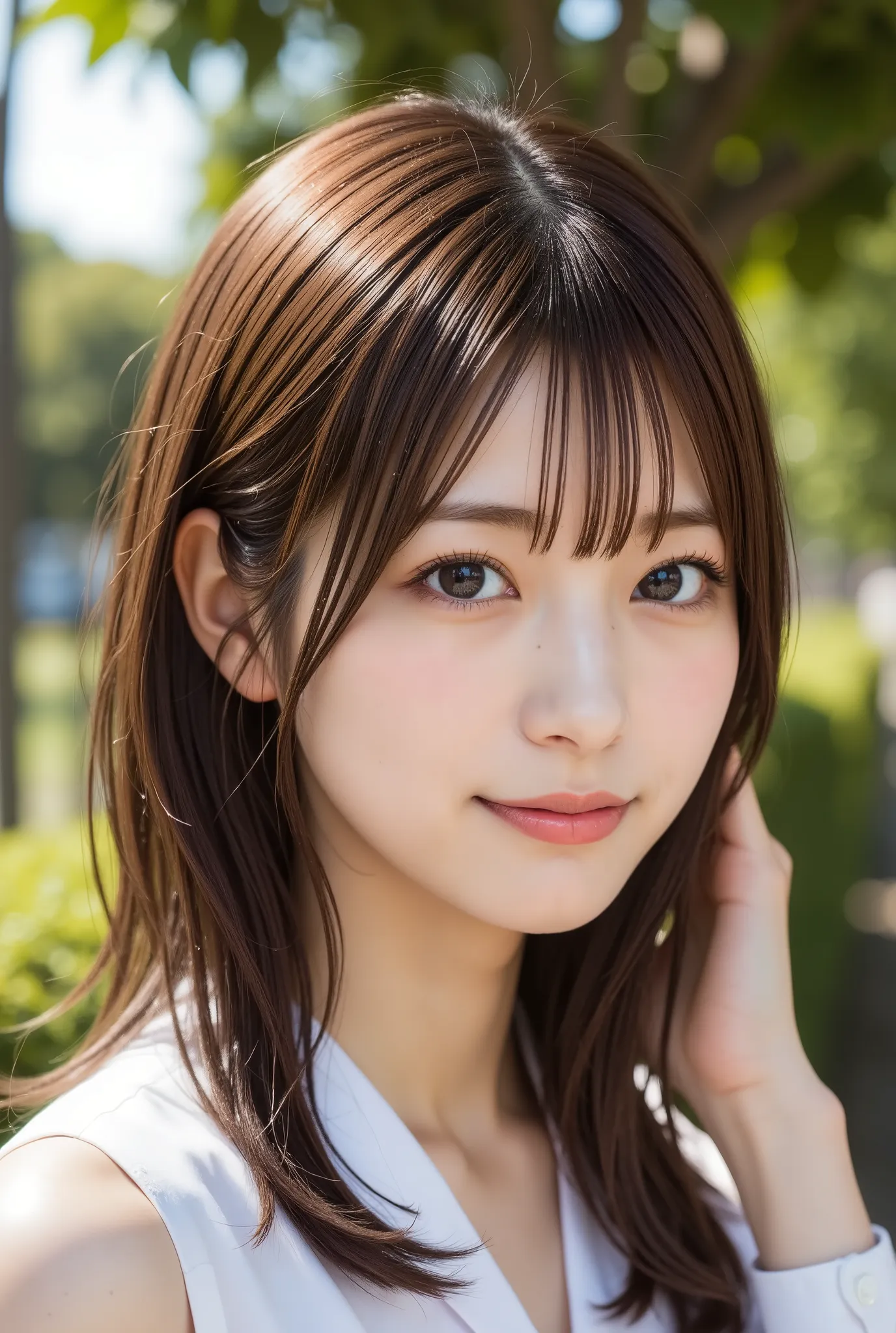 山の上の公園での記念写真、in 8K:1.5,Best Quality:1.4, 超A high resolution:1.5, (Photorealistic:1.4),masterpiece:1.2,(top-quality:1.4)、Raw photo、1a japanese girl、Cute、 (RAW フォト:1.2), (フォトリアリスティック:1.4), 美しい詳細な表情の少女, (((とてもよく詳しい eyes and face, 美しく詳細な目元, 非常に詳細な顔、はにかんだ笑顔)))...
