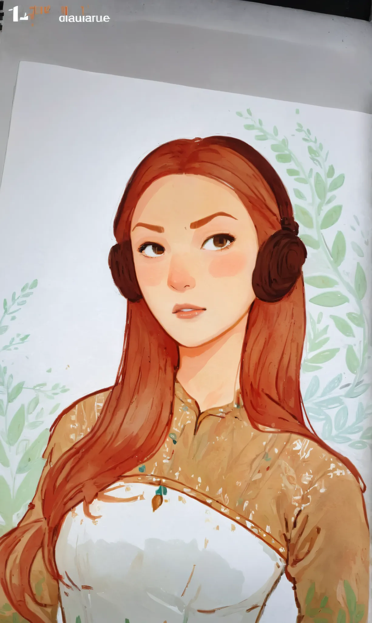 2D ART, 1girl, hyper detailed gouache painting, detailed medieval dress, portrait illustration, High-quality, high definition, illustration, gougoupaintleaves:1.5, long_hair, detailed face, simple white background, picture book character, FRESHIDEAS Illust...