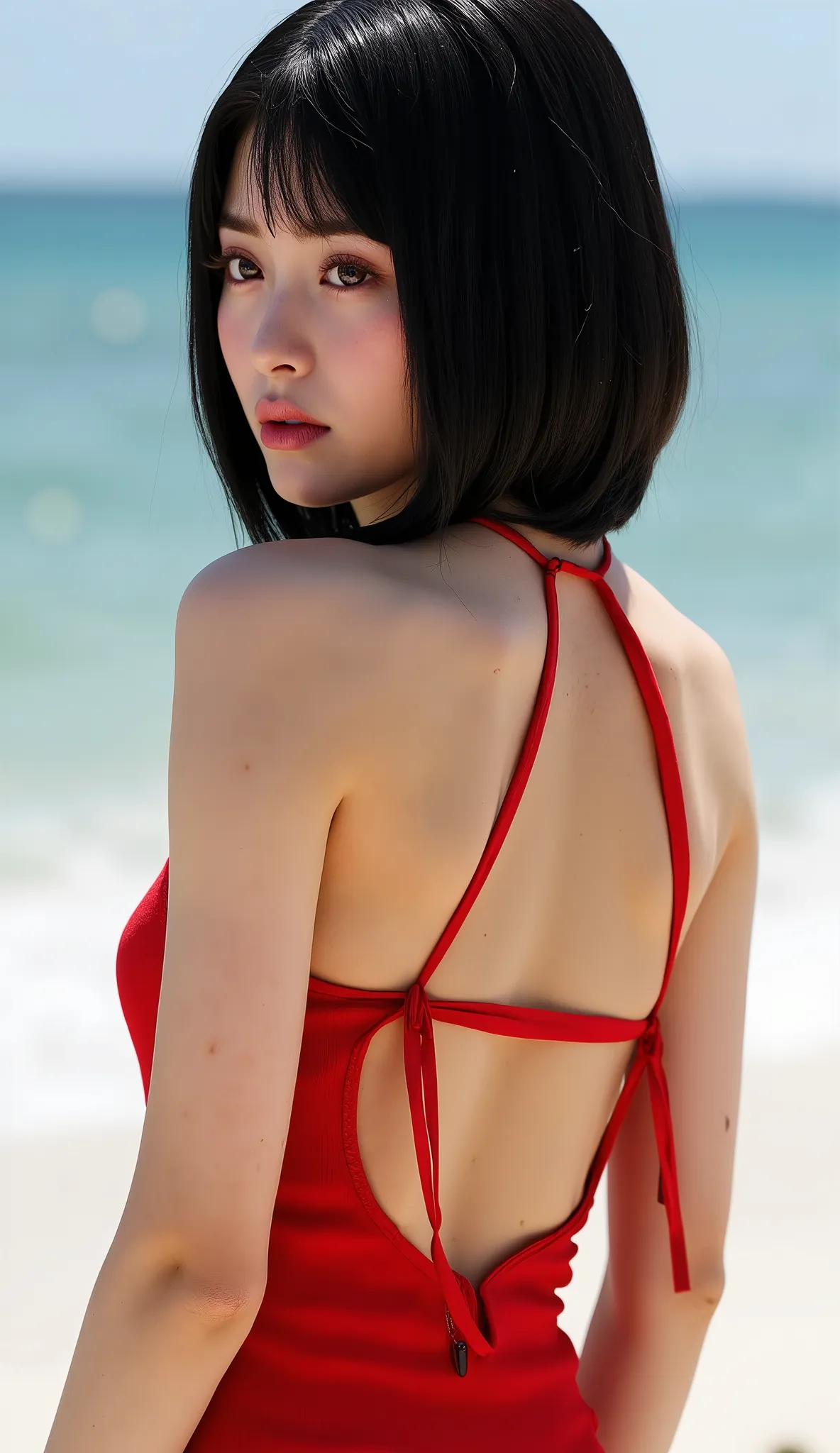 Realistic (photorealistic Realism 16K Quality), (high resolution detailed 8k), (ultra realistic details digital art), (best quality), (realistic texture details: velvety skin, hair), professional photography, (glamour shot of 1woman:1.4, 20-year-old), perf...