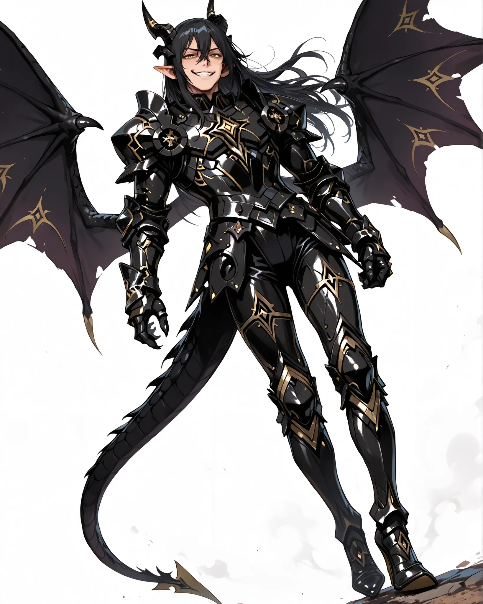 score_9, score_8_up, score_7_up, score_6_up, absurdres, (masterpiece, best quality: 1. 5), highres, 8K wallpaper, CG, (((Anime))), (1 male), solo, lean body, (masculine), (floating in the air), weredragon, japanese anime style, glossy black, shiny black le...