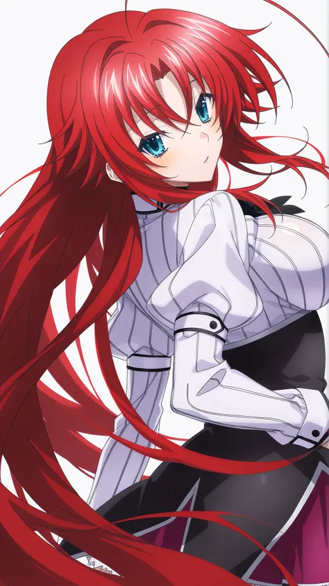score_9, score_8_up, score_7_up,  Anime Source  , perfect lighting, very aesthetic,  REST, anime screencap,  Anime Coloreado, ri4as-dxd  , an elegant, red hair,  Huge Ahoge  ,very long hair, blue eyes,deep ocean blue eyes, cross bangs,large voluptuous brea...