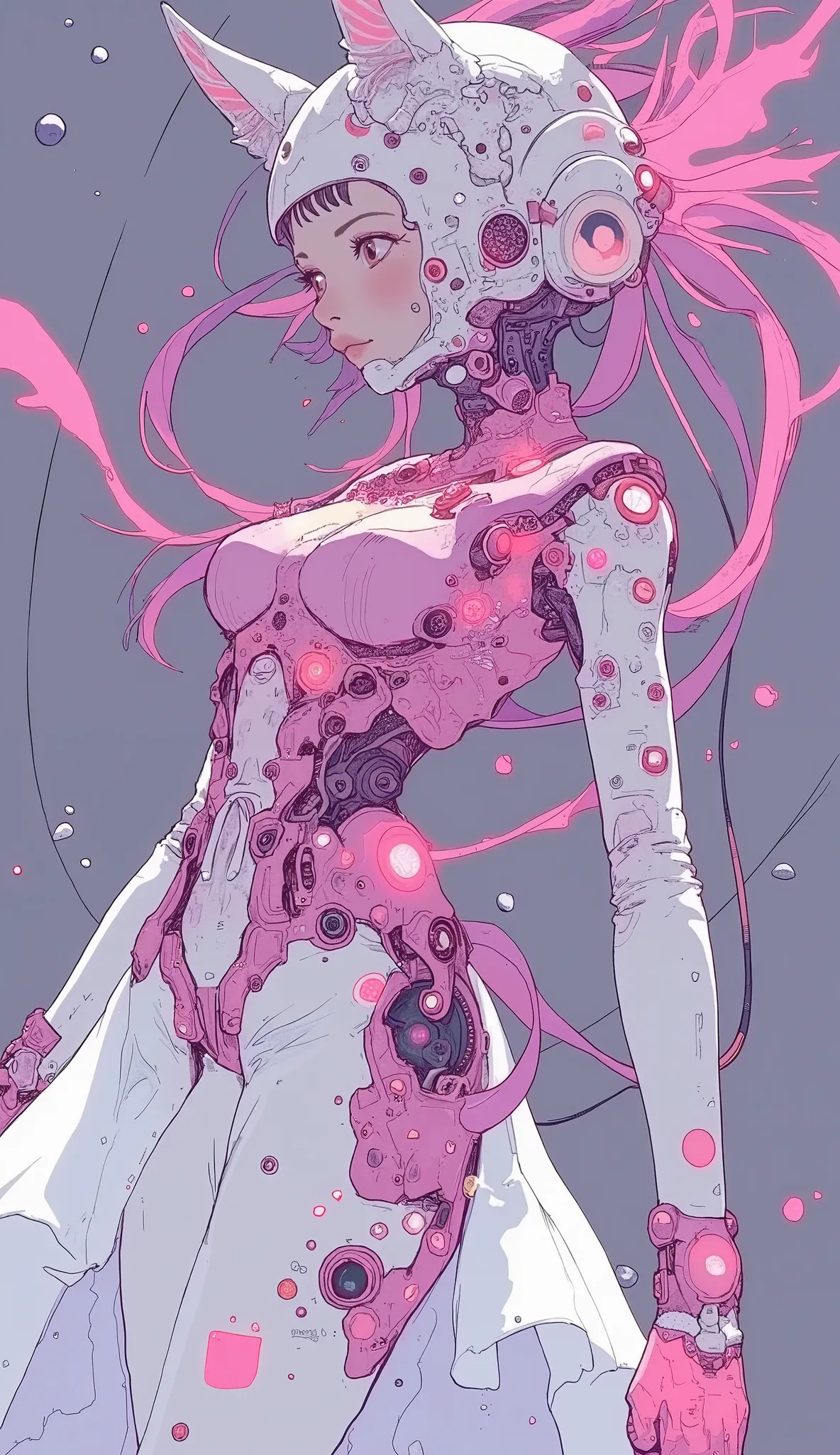 cartoon picture of a woman in a pink and white suit, GAINAX anime style, pink streamline armor, anime manga robot!! anime girl, Full-body robot!! Cat girl, mecha girl wearing cyber armor, anime girl of the future, Human-shaped Pink Female Squid Girl, Shin...