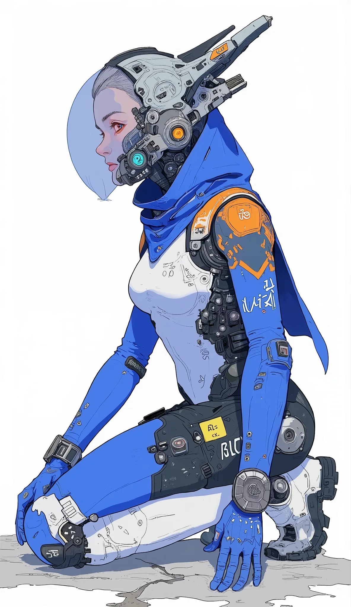 form-fit suits suggest the impact of technology and aerodynamics. The costume design is impressive, It makes use of the bright shades of blue and white, text with bold black accents. This sophisticated , ヘルメットのデザインfor角張ったラインとAが取り入れられています複雑な構造, is reminisce...