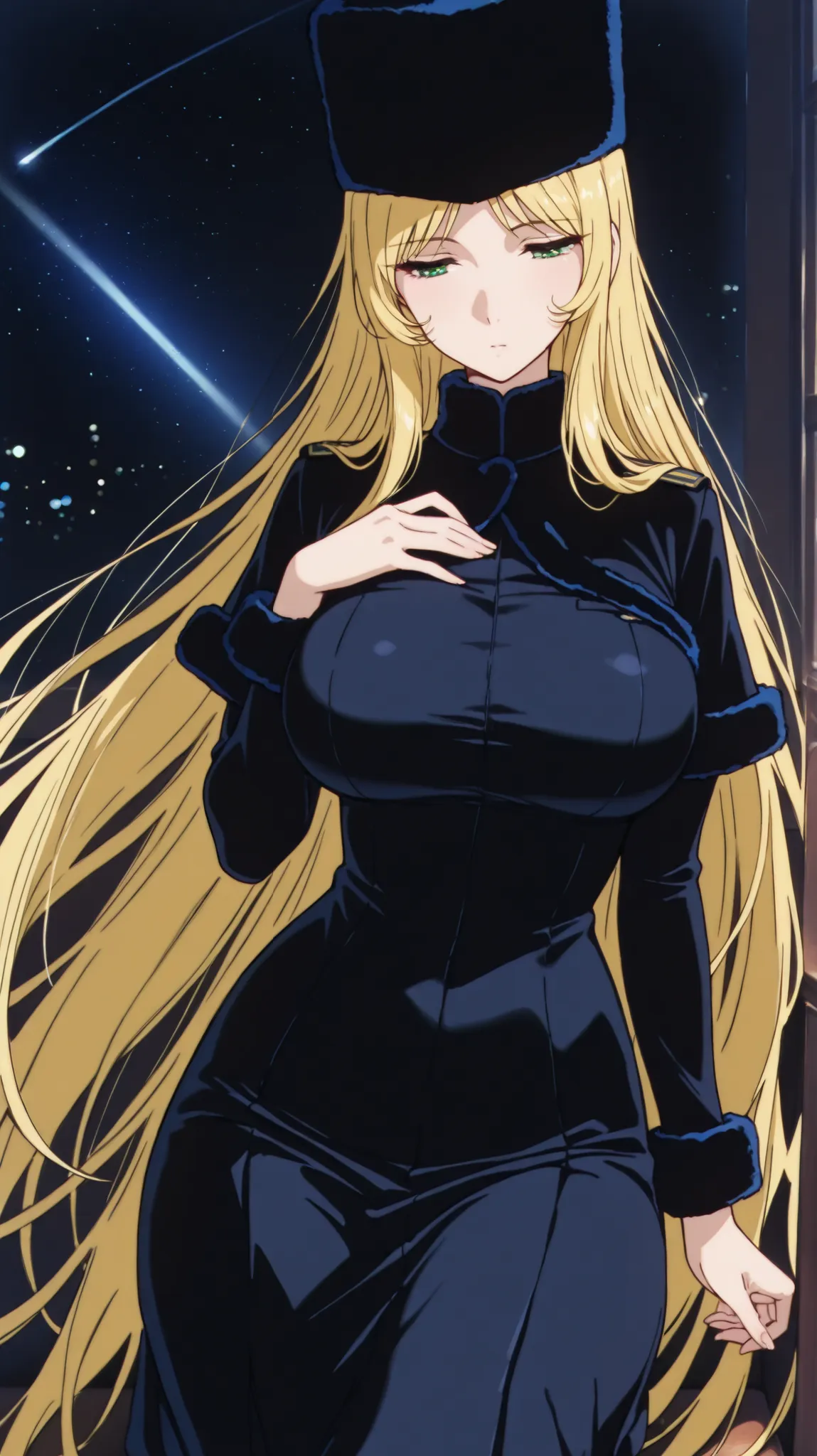 ((masterpiece,Highest Quality, high definition)), 1 girl, solo, green eyes, long blond hair tied with a blue ribbon, Bangs bangs, sitting,  cross my arms on the table , Sleeping with arms crossed, uniform, white sailor suit, Red Sailor Color, Short sleeve,...