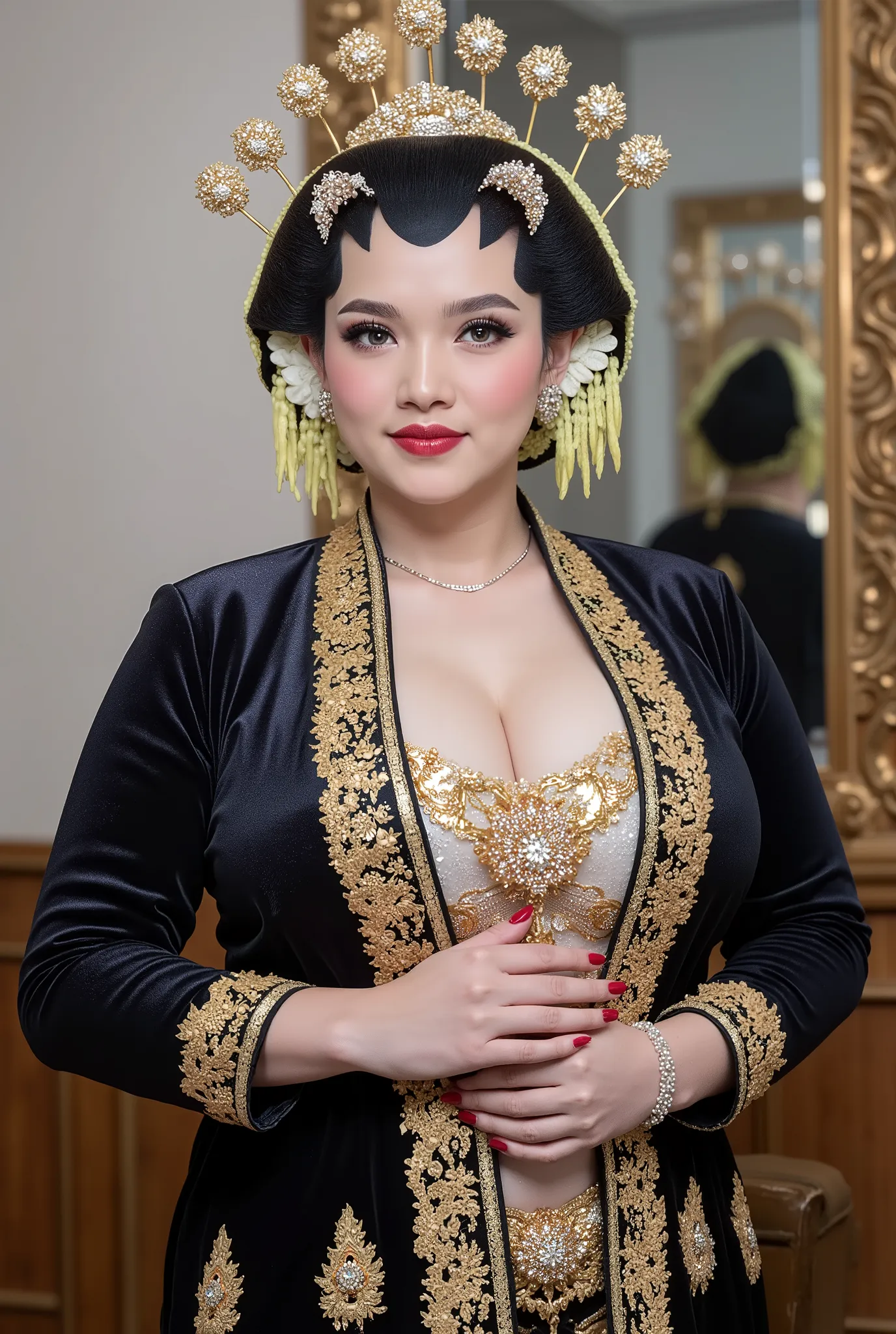 Bbw women chubby in kebaya dress, open big breast, show sexy full body and naked porn