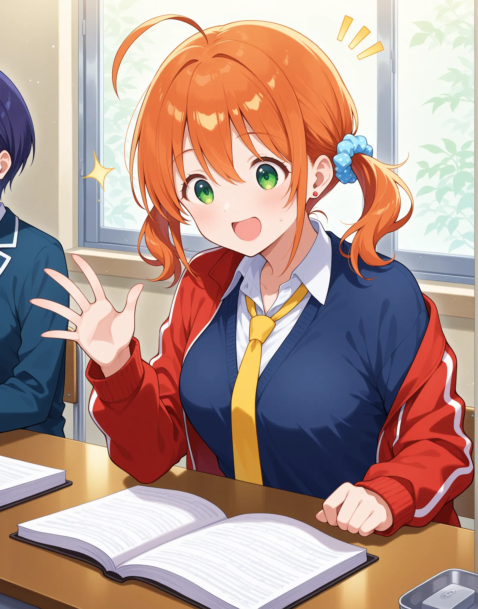 live venue、One person in the front row of the concert、high school girl、in plain clothes、shakes psyllium、crazy expression、