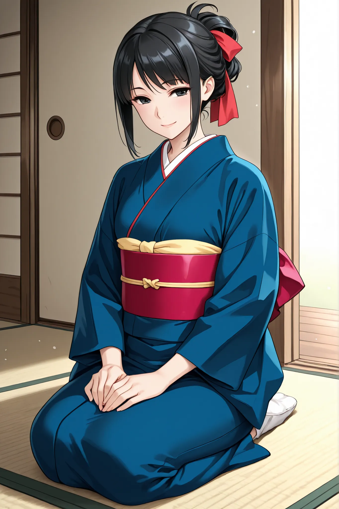 1 girl, solo,beautiful japanese girl,adult,18 years old,black eyes,black hair,masterpiece,general,highres, ultra-detailed,very aesthetic,best quality ,best hands,best eyes,perfect anatomy,anime coloring,easynegative,white skin,BREAK,Edo period Japanese hai...