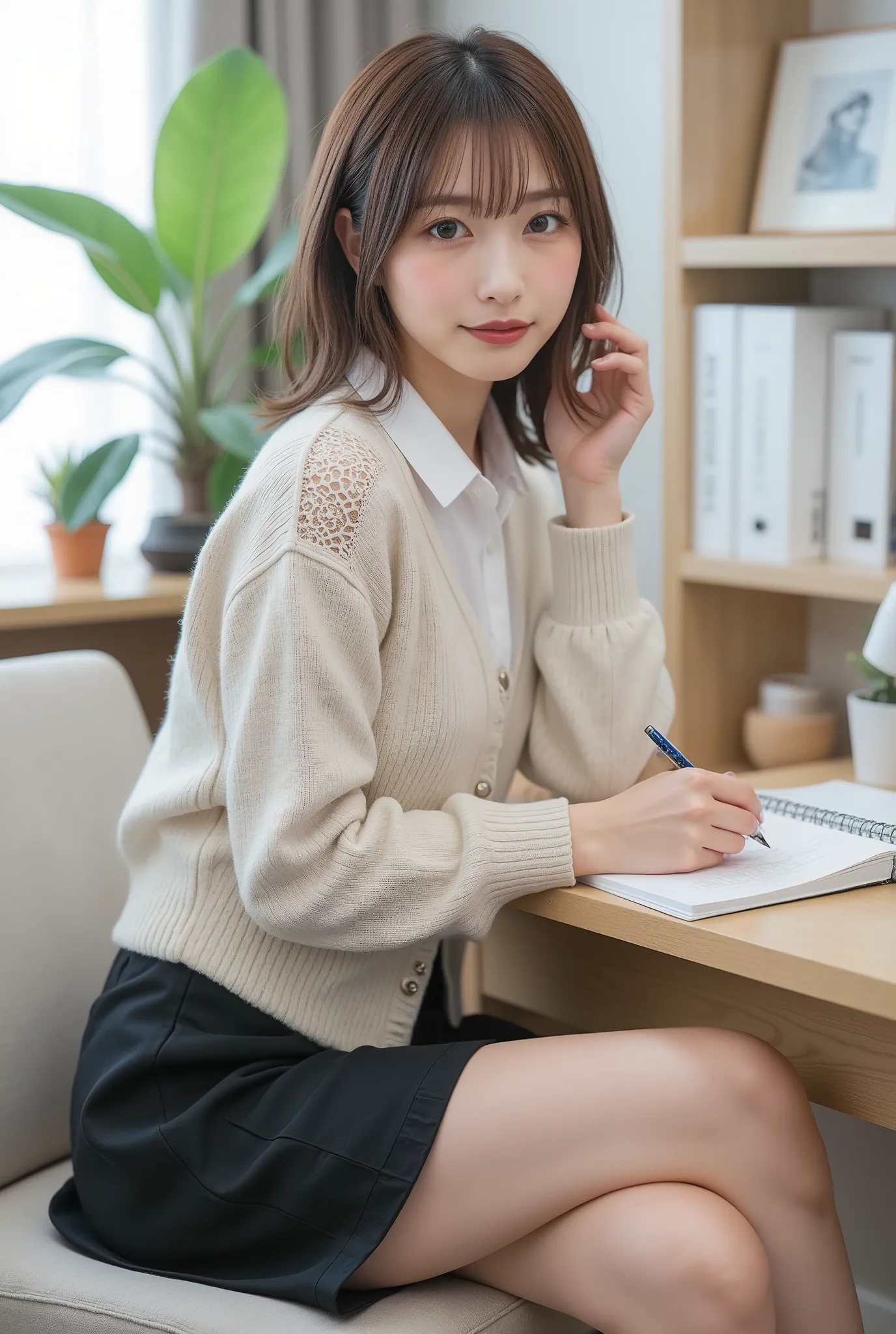 (Highest Quality、8k、best image quality、超A high resolution:1.5, (Photorealistic:1.4),masterpiece:1.2,(top-quality:1.4)、Raw photo)、woman working in an office、suits、OL、(accentuate your body line:1.1)、Portrait of a beautiful classy woman、THE MOST ELEGANT AND ...