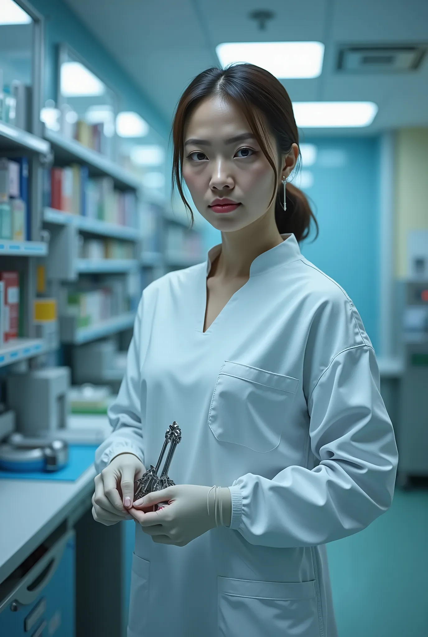 woman, whole body, uniform, Medical surgeon, hospital, emergency, tool.