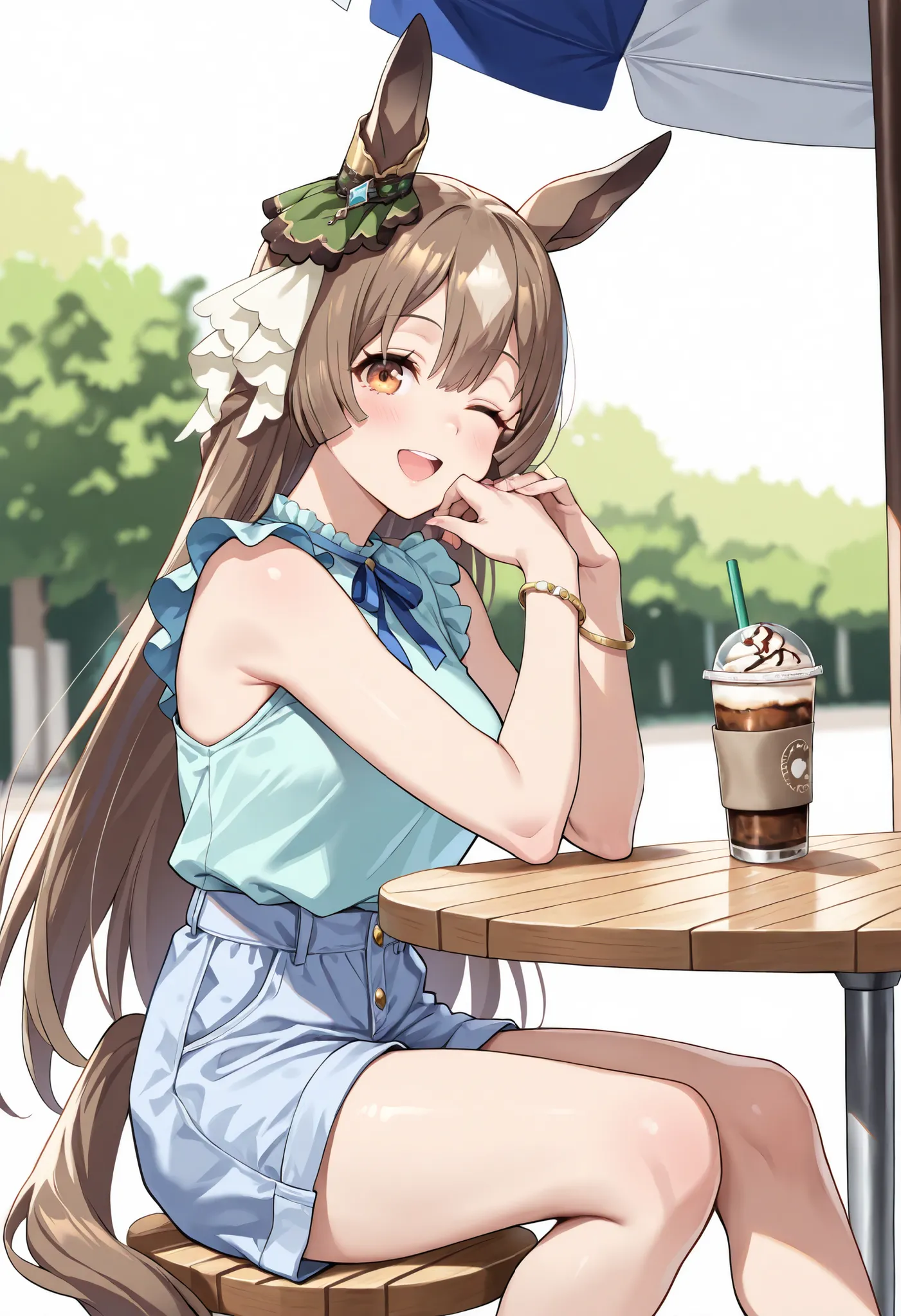 (masterpiece, best quality, perfect face:1.4), wide angle, satono diamond \(umamusume\), 1girl, horse ears, ear ornament, horse tail, tail on the lower back, proportional body, proportional, beautiful hair, beautiful face, beautiful detailed eyes, beautifu...