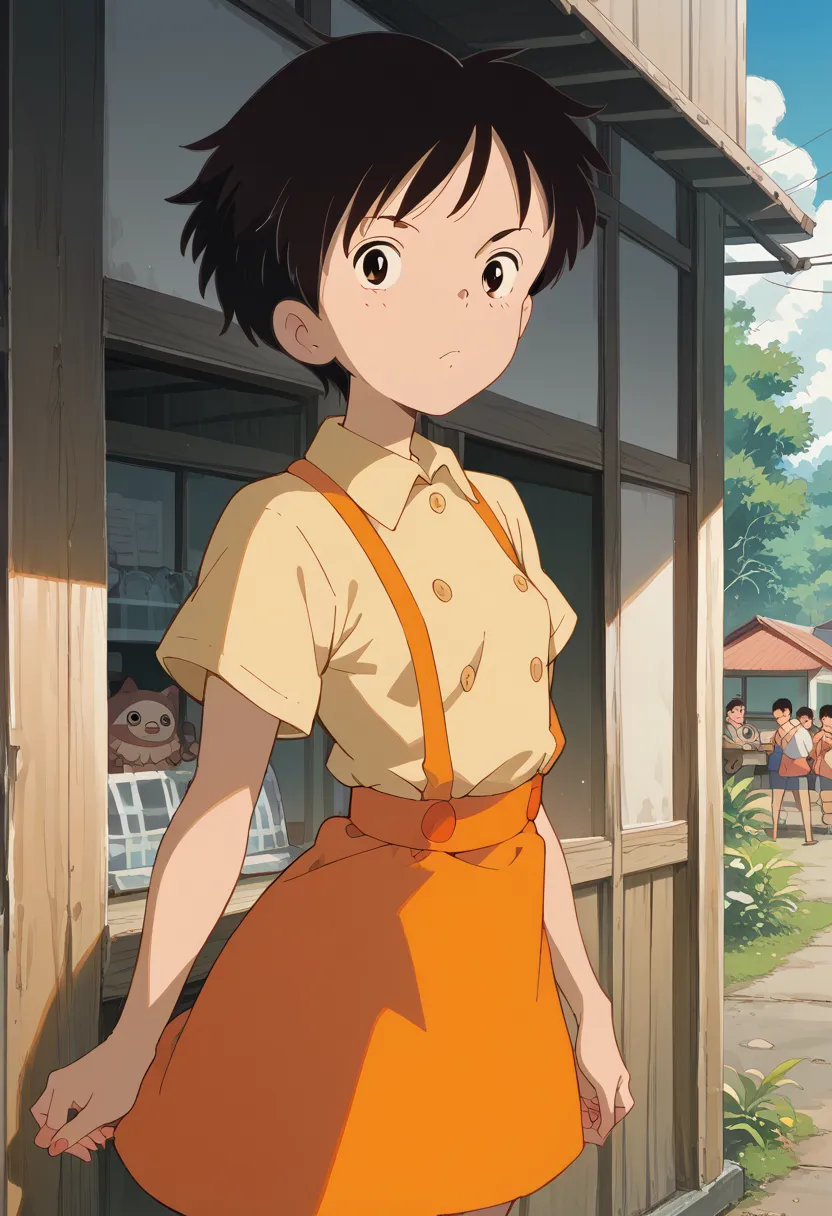 Masterpiece,high resolution,best quality,8k
(Kusakabe Satsuki,small breast,My neighbor Totoro)

