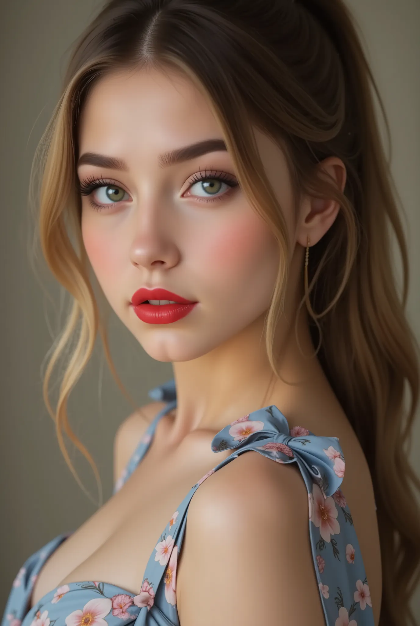 (((masterpiece, highest quality, highest image quality, high resolution, Raw photo, 8K)), ((extremely detailed CG unified 8k wallpaper)), “full body portrait”, long dress with bow strap and Marias video game, (GTA5), Gran The Auto, , ponytail hair, (black ...
