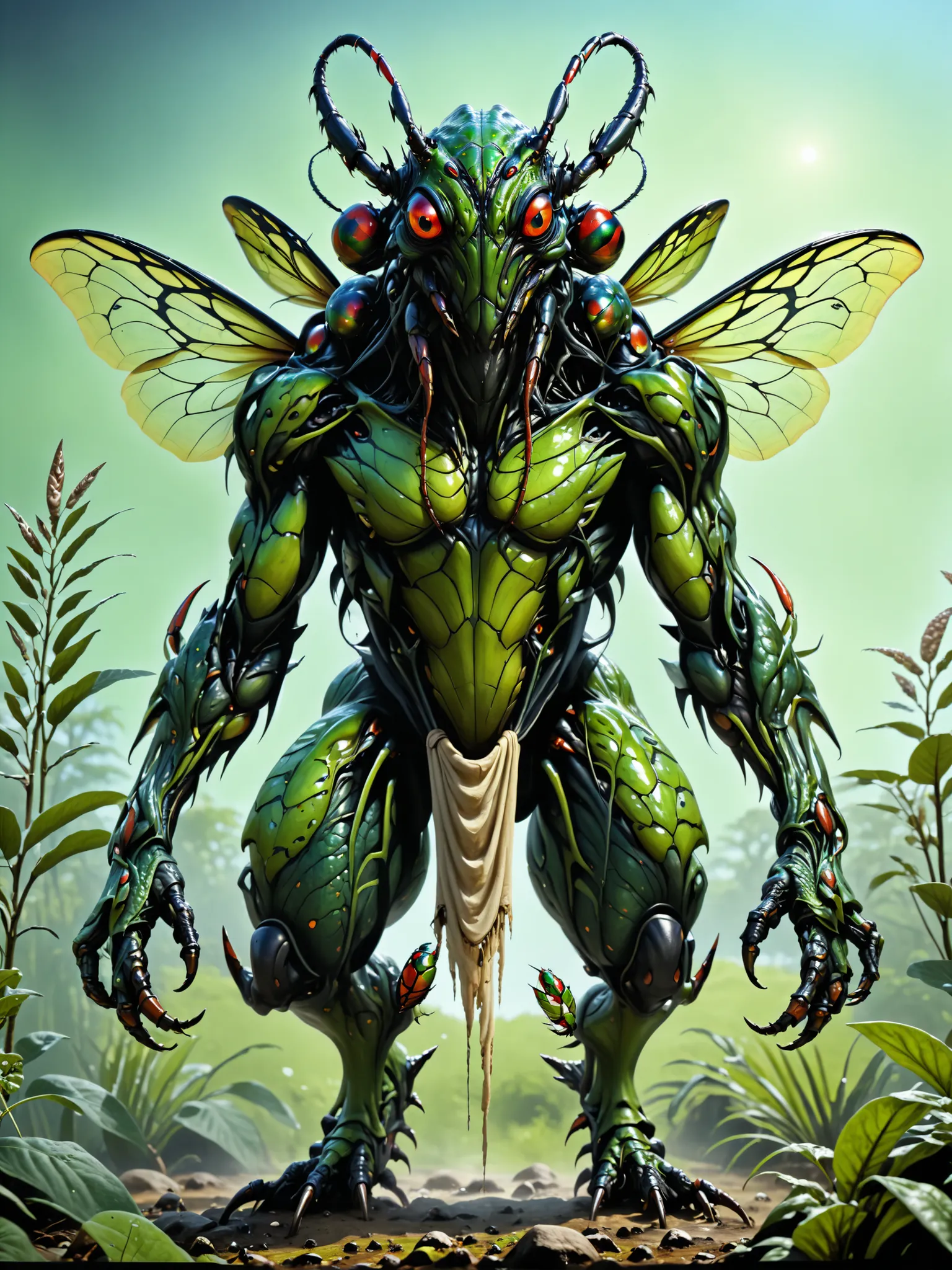 Full body Monster insectoid ultra realista de de frente arte conceitual