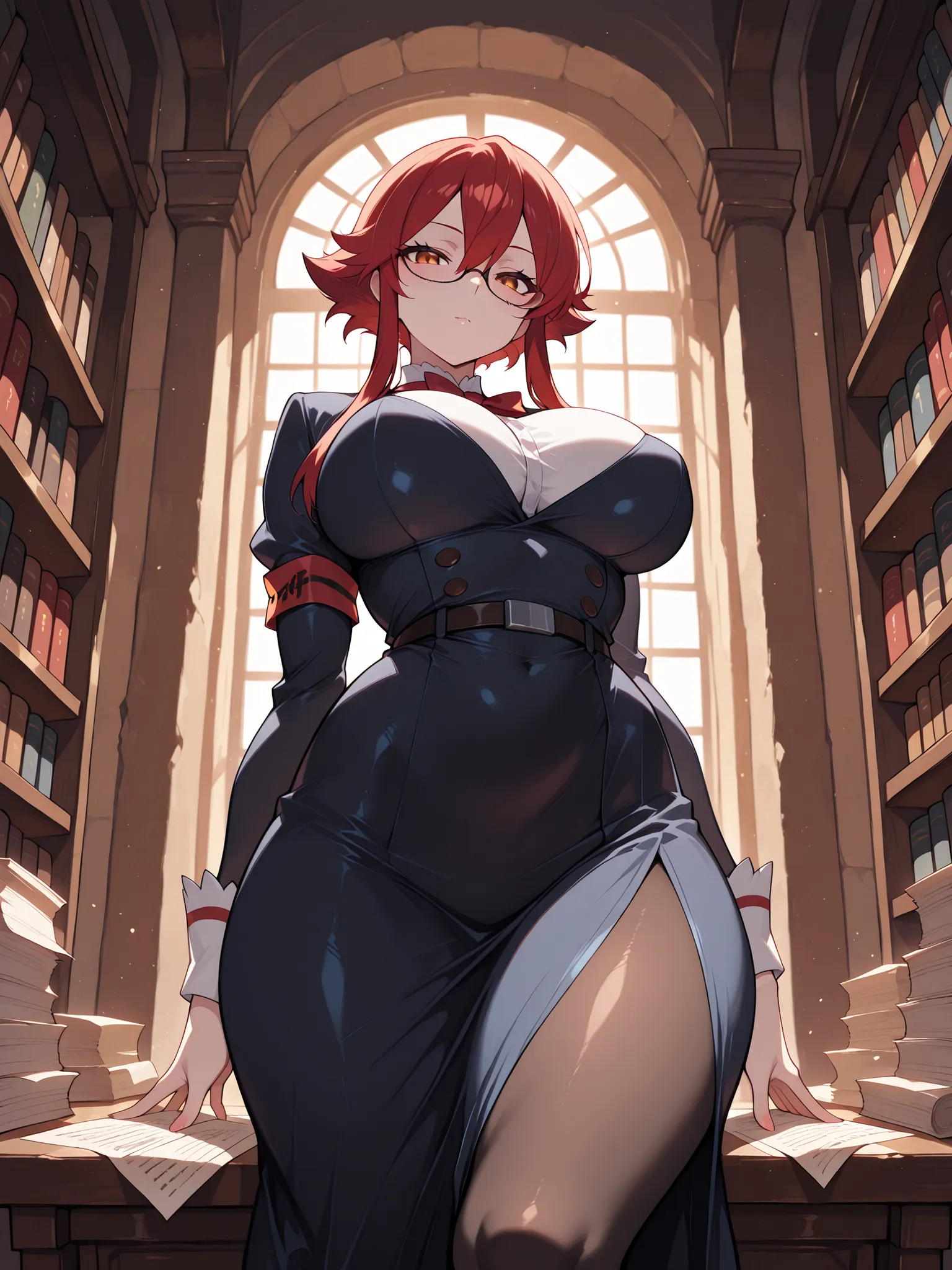 (masterpiece, best quality), incredible quality, very aesthetic,  absurd, High Resolution, new , HDR-10, 8K, cinematic, professional photo, chica, (((Ryuuko Matoi:1))), big breasts, big breasts, (Small but curvy), long skirt, glasses, Alone , Ryuuko Matoi,...