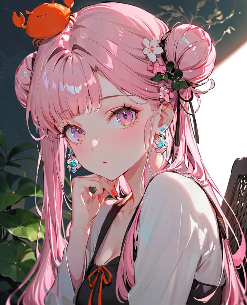 ((Two beautiful girls with perfect faces)),((Dua gadis:1.5),(一 高 Quality ,pemandangan mitos,high resolution:1.2),((One of them is a girl with short reddish blonde hair who is wearing a crab hat.))、One of them has brownish pink eyes、((一人は蜜柑の帽子を被った紫髪のlong hairのお団子少女))、One of them has brownish pink purple eyes、Sangat _bulu mata panjang, bibir detail, Senyum yang cerah、kulit lembut, Shiny hair,Vibrant background, cahaya alami,The most beautiful girl in the world,make up yang indah, cemberut 、((Memeluk bantal))、Sit down, rambut panjang、Beautiful bun hairstyle,  Transparent white skin 、Gaun ungu basah、Celana dalam putih、Pink bra is see-through、kualitas\(8k,Very Large, masterpiece,high resolution,top-kualitas,top-kualitas real texture skin,Super dua dimensi,Tingkatkan resolusi, foto RAW ,一 高 Quality ,sangat rinci,Wallpaper,Ray-tracing, rasio emas \),[Browsing Caution]