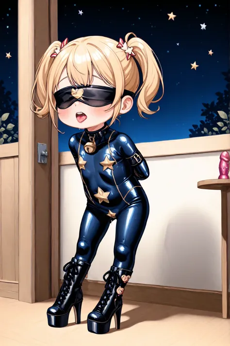 Young girl、bodysuit、 small 、 lori、Pedo、 Spouse、Prostitute、sex slave、delicate、 sex toys、bondage、full head rubber、daughter、pin heels、platform boots、garden、night、 blindfold、 shiner、Stars and Stripes、 Gold、blonde、rapes