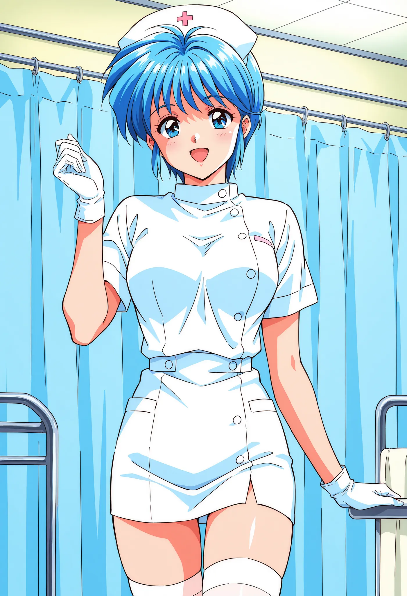 Score_9, score_8_up, score_7_up, source_anime, Nijino_Saki(Tokimeki_Memorial),1girl, solo, blue hair, blue eyes, short hair, bangs, medium breasts, 1990s (style), (best quality), (high quality), {masterpiece}, extremely delicate and beautiful, ultra-detail...
