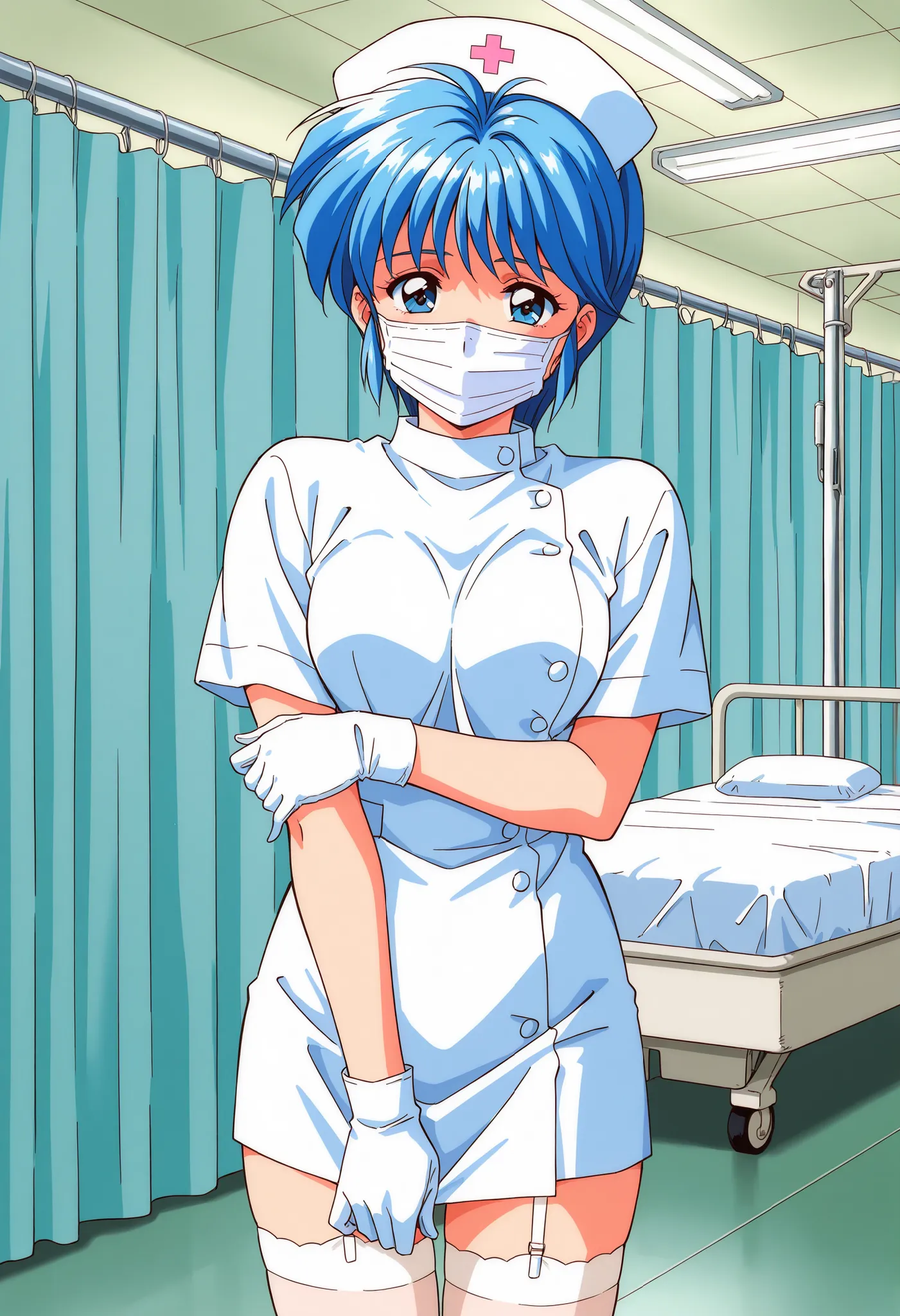 Score_9, score_8_up, score_7_up, source_anime, Nijino_Saki(Tokimeki_Memorial),1girl, solo, blue hair, blue eyes, short hair, bangs, medium breasts, 1990s (style), (best quality), (high quality), {masterpiece}, extremely delicate and beautiful, ultra-detail...