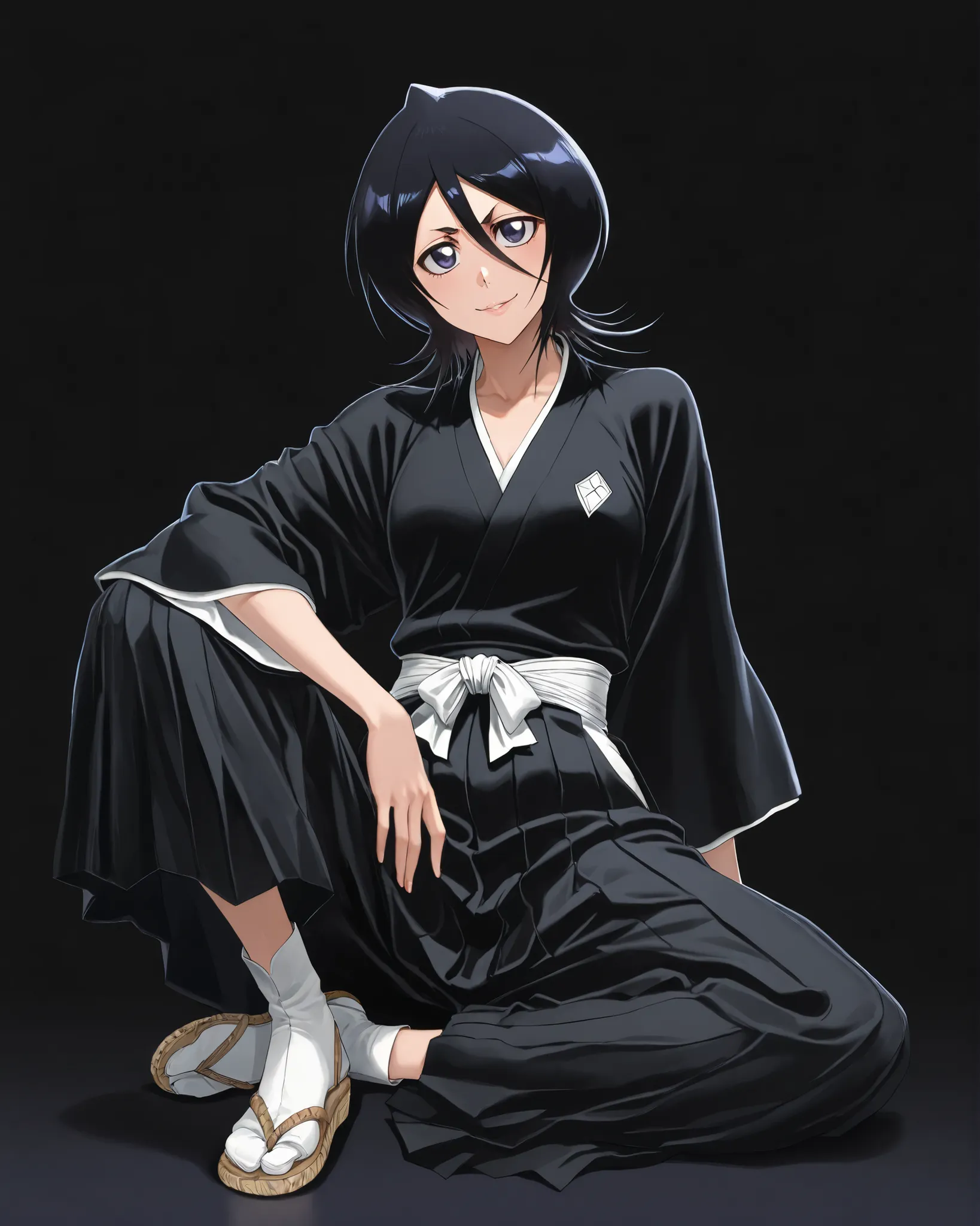 closeup, Sluisap, eyes、usnr、GBF_style、748cmstyle、32K、Semi-realistic、 super detailed description 、Artwork、Original Works、 detailed color、 detailed eyes、 detailed lips 、 The Greatest Masterpiece、Professional work、normal Breasts, Bleach Character,  Rukia Kuch...