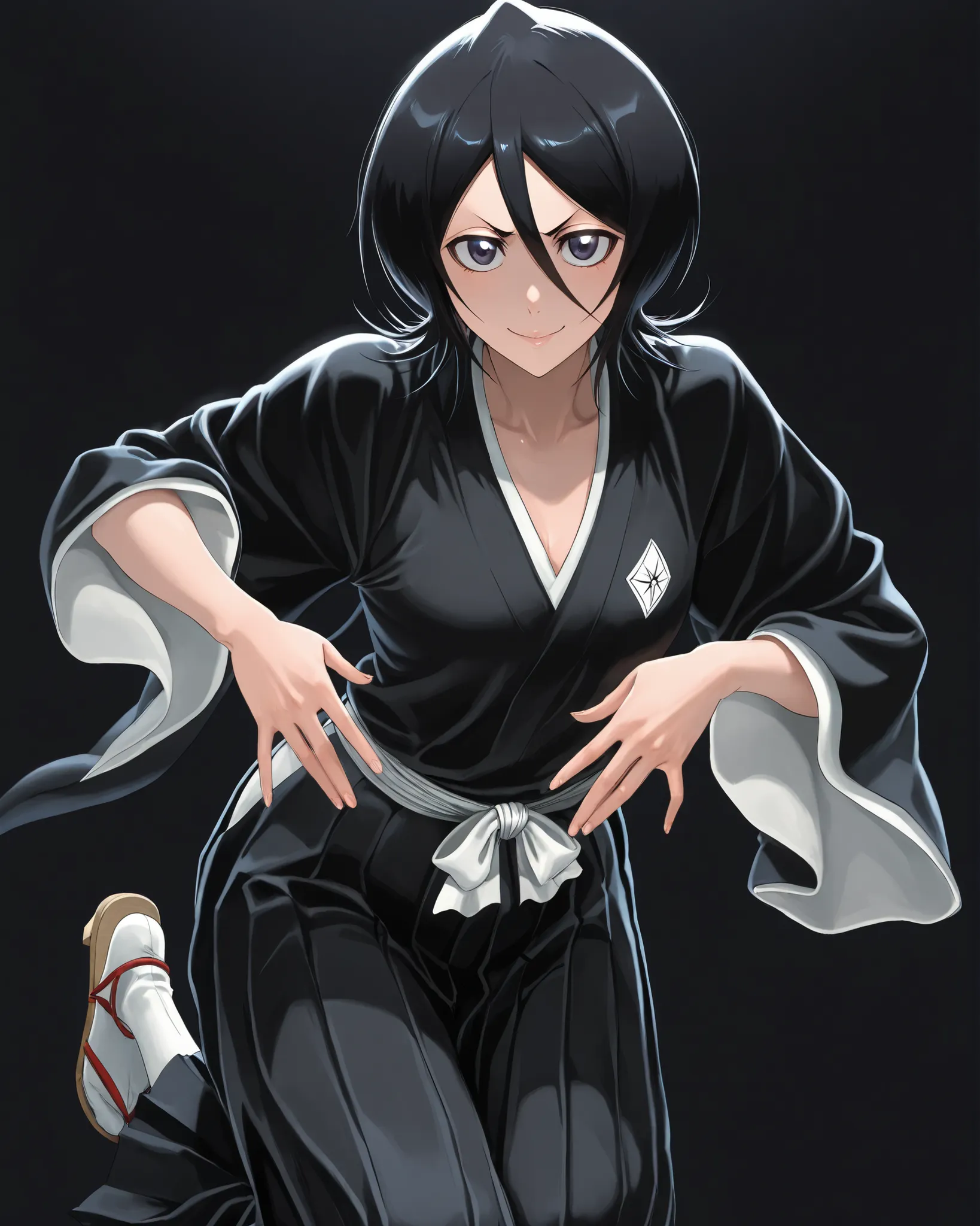 closeup, Sluisap, eyes、usnr、GBF_style、748cmstyle、32K、Semi-realistic、 super detailed description 、Artwork、Original Works、 detailed color、 detailed eyes、 detailed lips 、 The Greatest Masterpiece、Professional work、normal Breasts, Bleach Character,  Rukia Kuch...