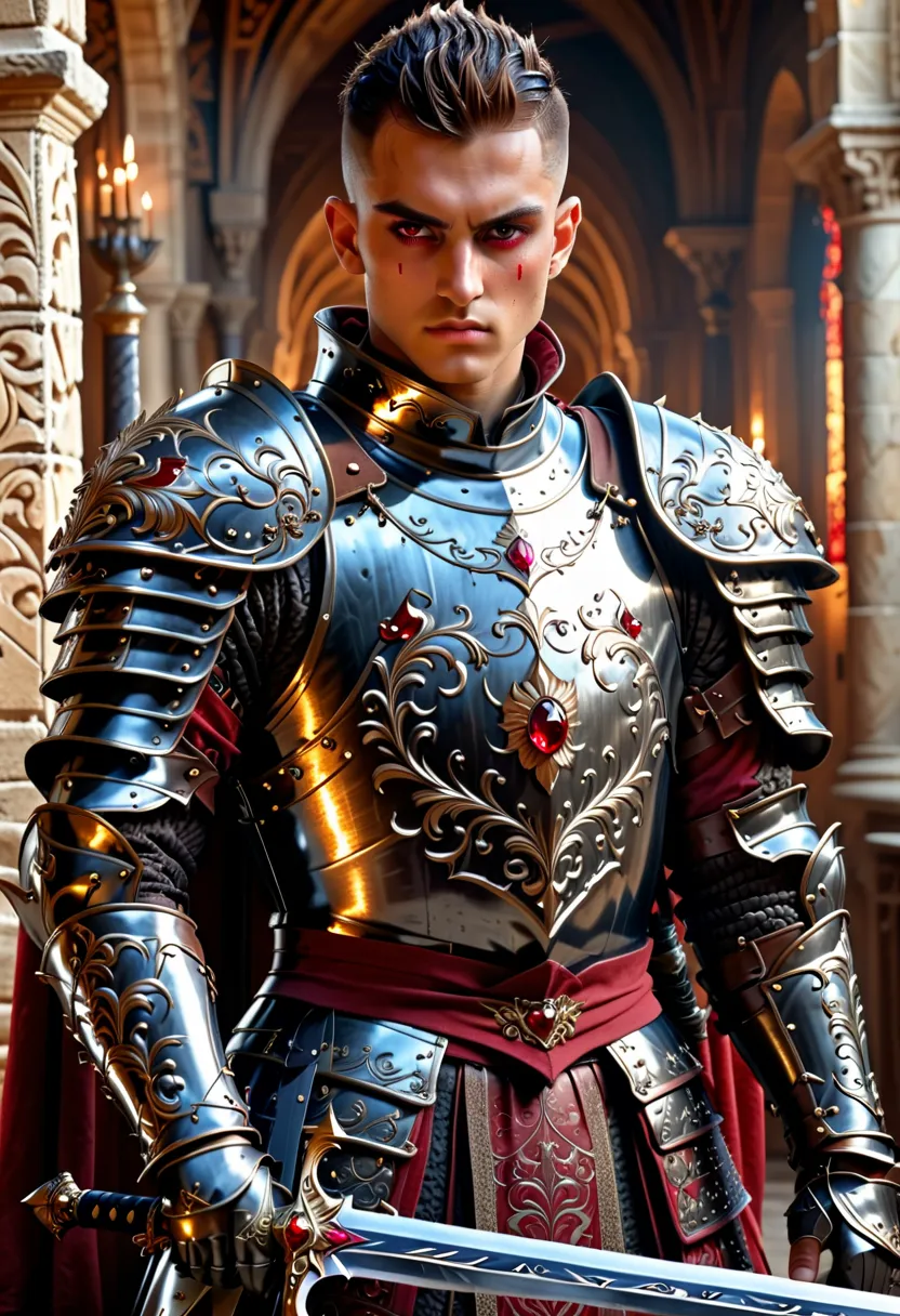 (Surrealism, retina, accurate, anatomically correct, masterpiece, super detail, best quality, 8k, super detail, extremely precise in every detail, beautiful detailed glow, beautiful attention to detail, beautiful detailed eyes), a young male soldier is sta...