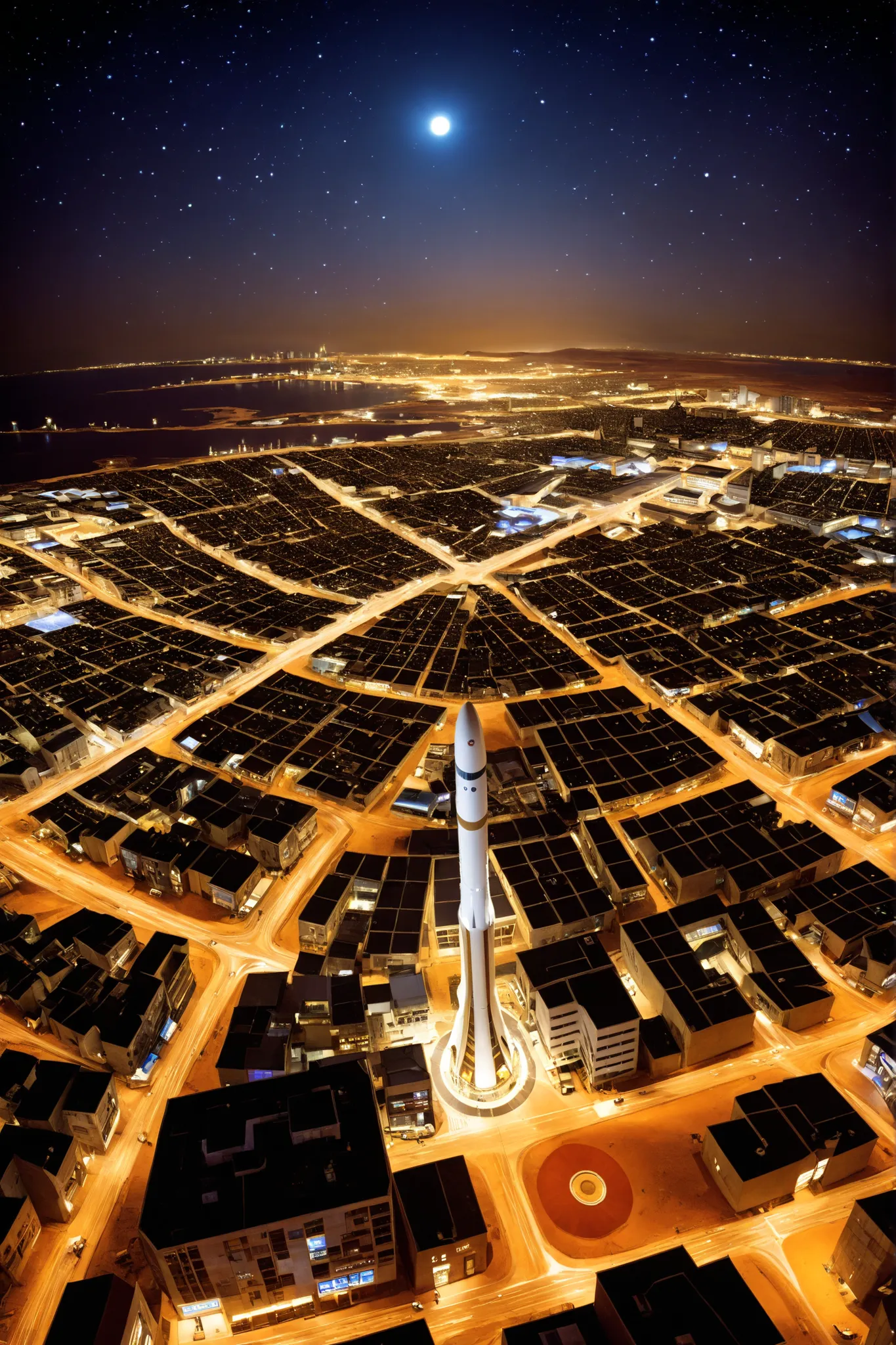 MARS CITY , Night life, fotografia panoramica de la Night life en una colonia espacial