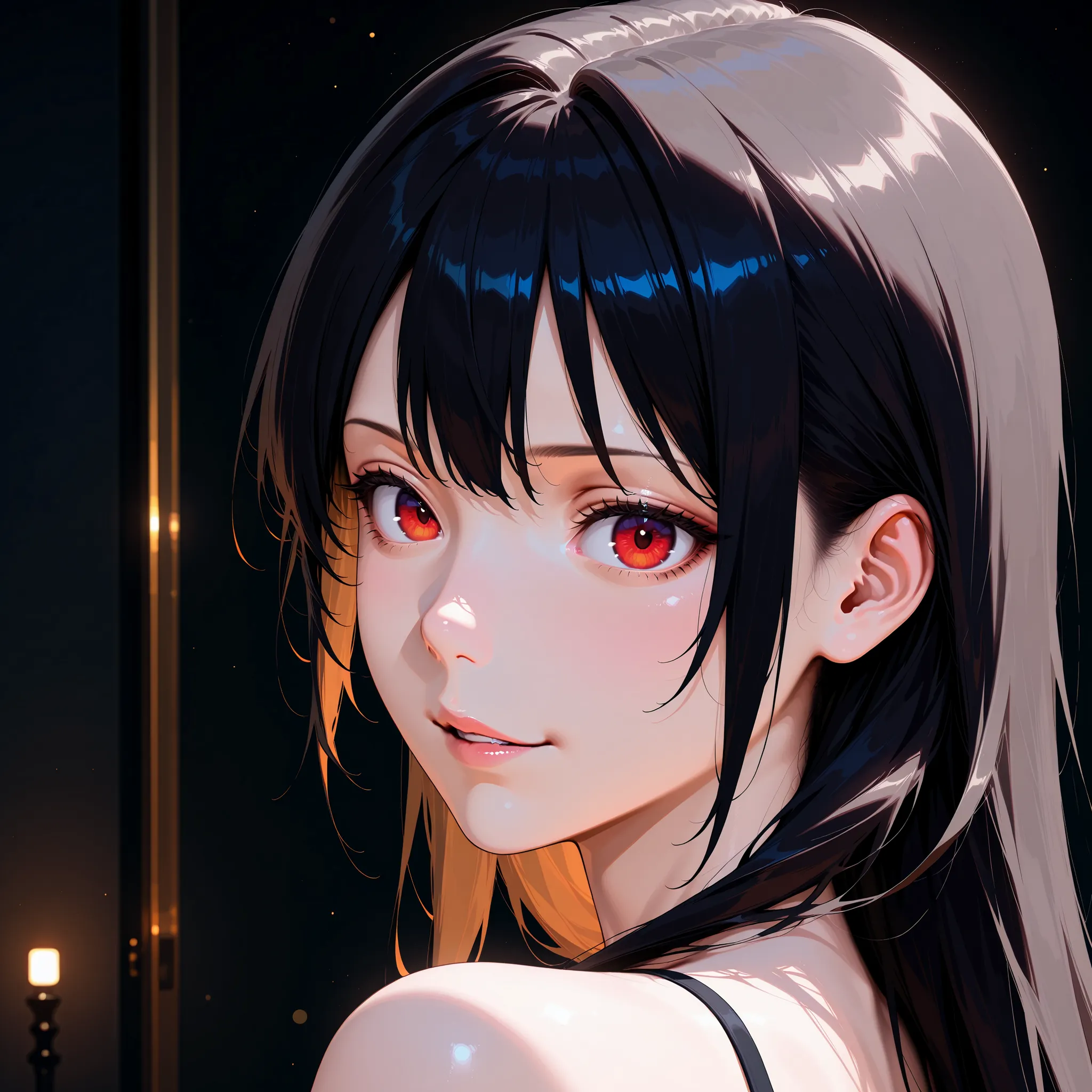 In a dynamic motion,japanese women ,samurai, evil look, highly detailed, detail eyes,iris,vibrant appearance, creative behavior, extremly detailed, imaginative, sensual, spontaneous, highest quality, skin texture, intricate details, (cinematic lighting), R...