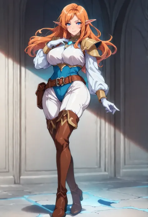 (((masterpiece))), ((best quality)), ((highres, absurdres)), (detailed), ((anime coloring)), ,, solo, full body focus, mature elf, milf, ethereal beauty, (medium-sized breasts), voluptuous figure, slim waist, (medium-sized round ass),, delicate features, b...