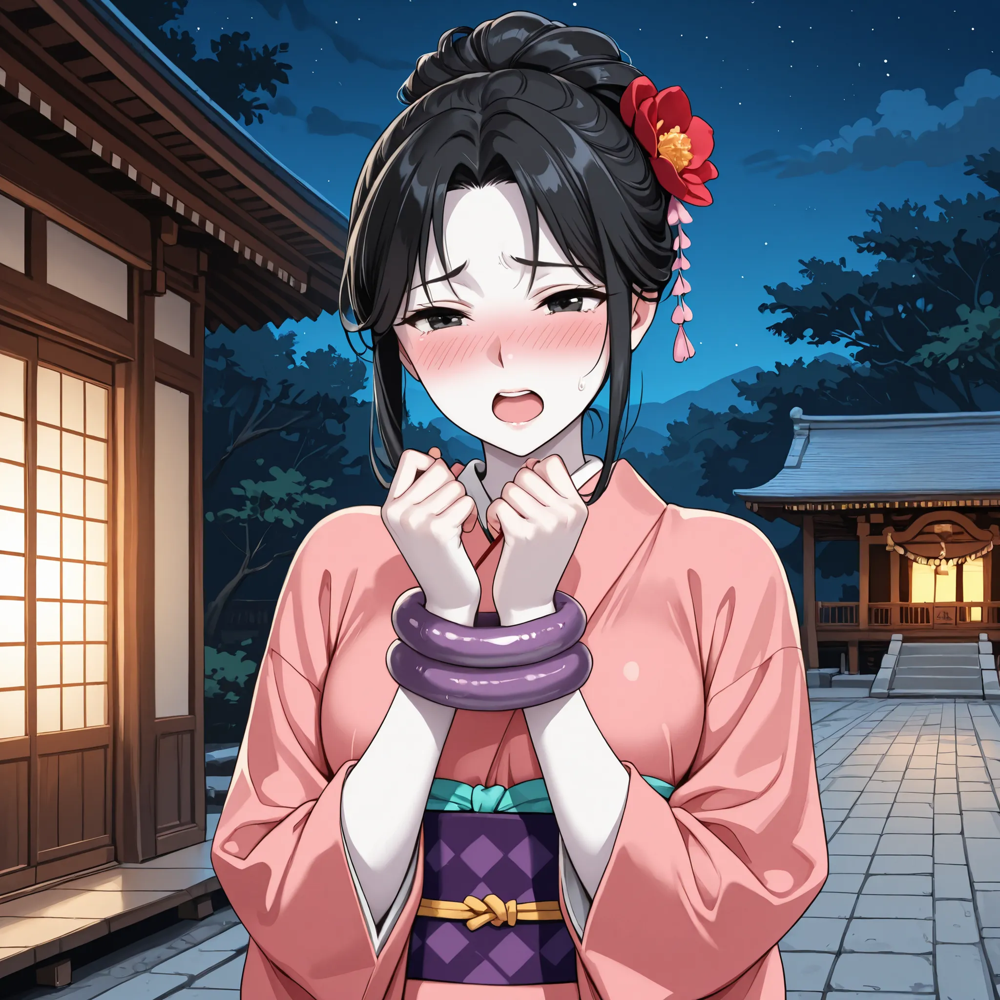 1 girl, solo,beautiful japanese girl,adult,18 years old,black eyes,black hair,masterpiece,general,highres, ultra-detailed,very aesthetic,best quality ,best hands,best eyes,perfect anatomy,anime coloring,easynegative,white skin,BREAK,Edo period Japanese hai...