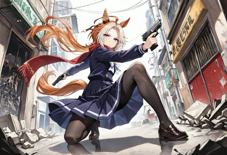 (masterpiece, best quality, perfect face:1.4), wide angle, orfevre\(umamusume\), 1girl, symbol-shaped pupils, floating hair, single ear ornament, gold hair ornament, horse ears, horse tail, tail on the lower back, proportional body, proportional, beautiful...