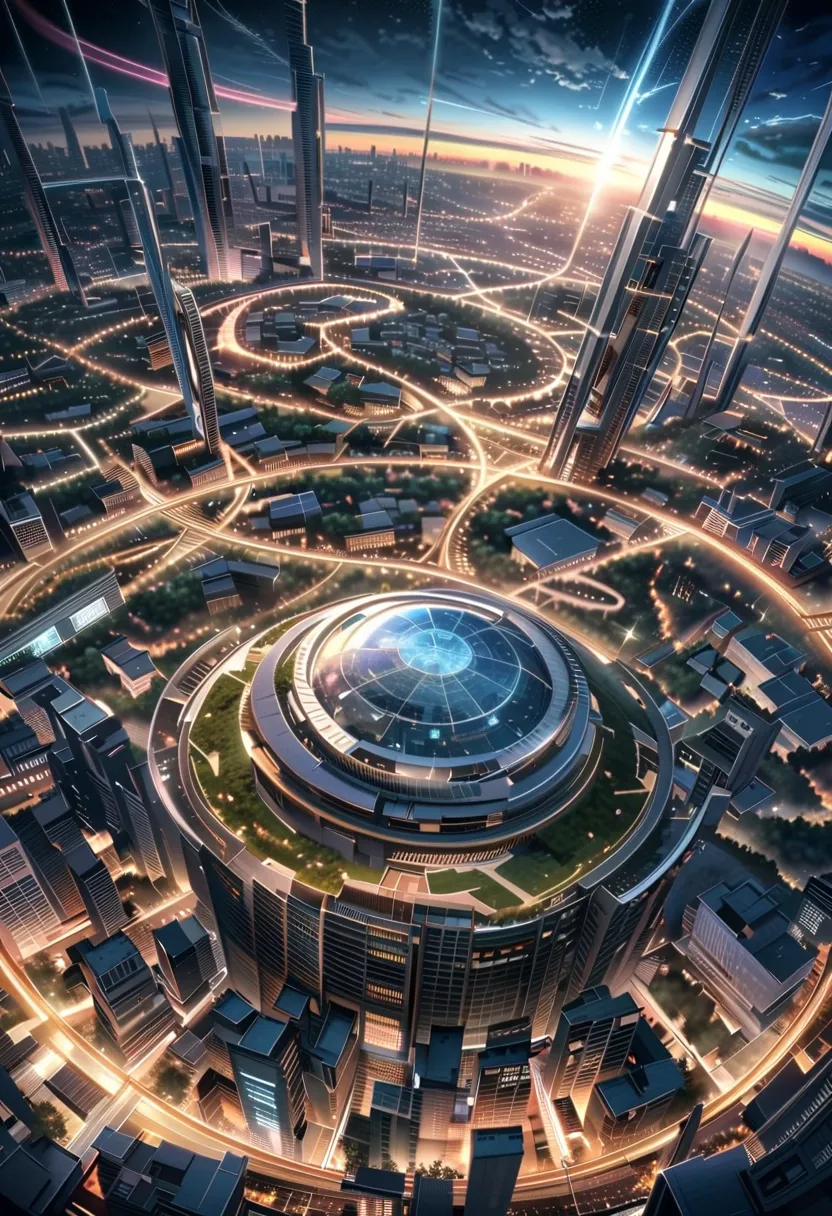 is reminiscent of watching a highly detailed game or movie Fantastic and realistic scenery, masterpiece, Official Art, professional, ((Super Detail)), 8k, ((Don't show it to anyone)), arabesque patterns, A city where everything is made of reflective s...