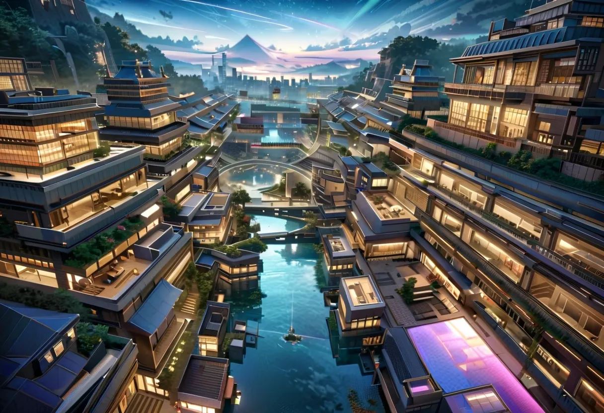 is reminiscent of watching a highly detailed game or movie Fantastic and realistic scenery, masterpiece, Official Art, professional, ((Super Detail)), 8k, ((Don't show it to anyone)), Aztec Civilization, A city where everything is made of reflective s...