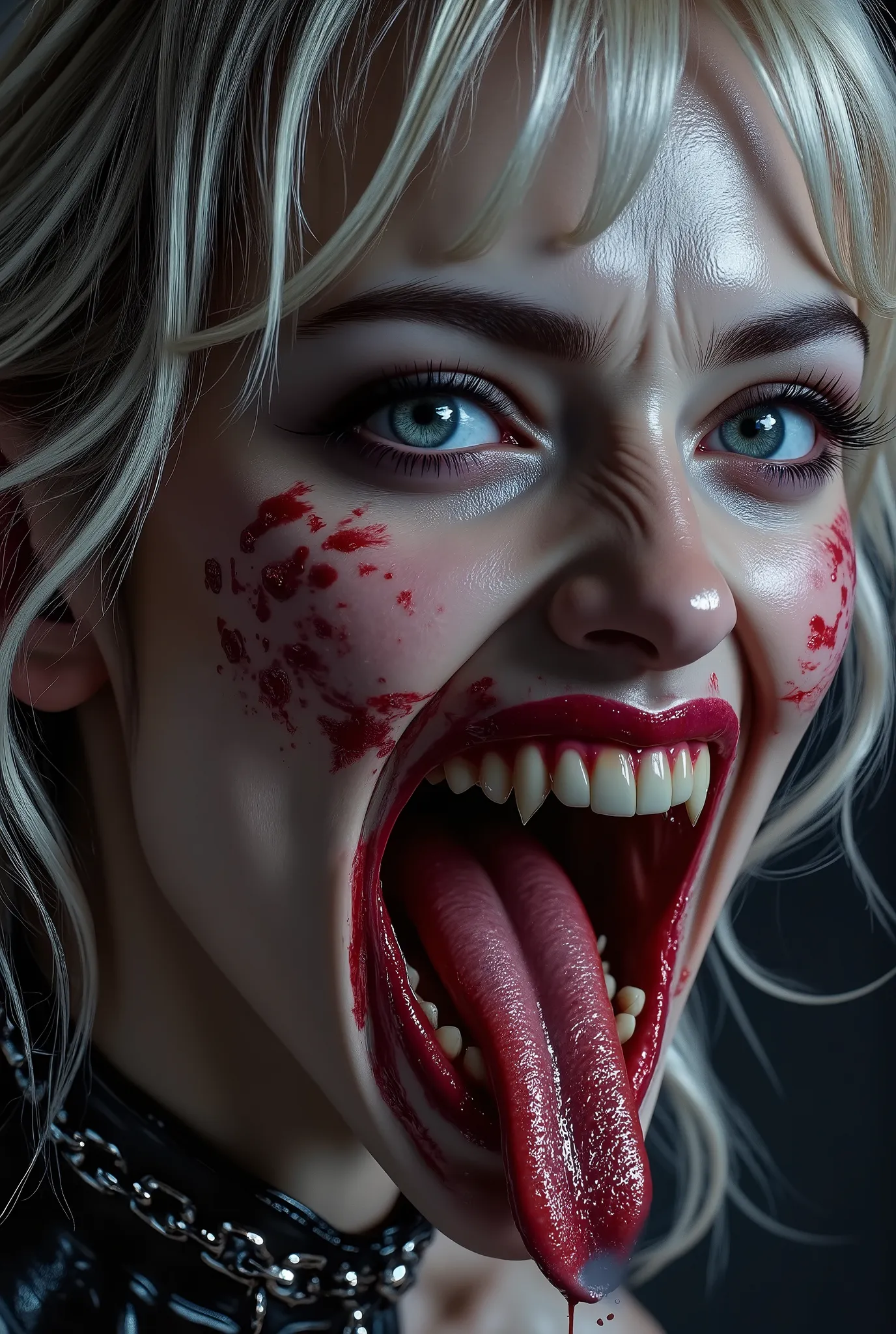 close up of face、(ultra-detailed)、Ultra-realistic movie master pie with ultra-detailed primetime portraits, 最high quality, 8K, table top, Ultra HD, 1 girl 22 years old、fashion supermodel, blonde curly hair、最high quality, high quality, High resolution、((a t...