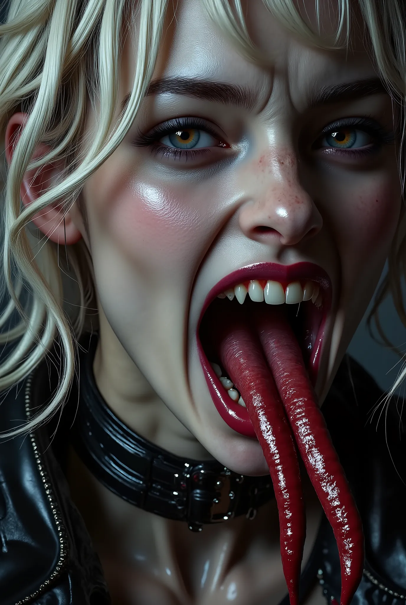 close up of face、(ultra-detailed)、Ultra-realistic movie master pie with ultra-detailed primetime portraits, 最high quality, 8K, table top, Ultra HD, 1 girl 22 years old、fashion supermodel, blonde curly hair、最high quality, high quality, High resolution、((a t...