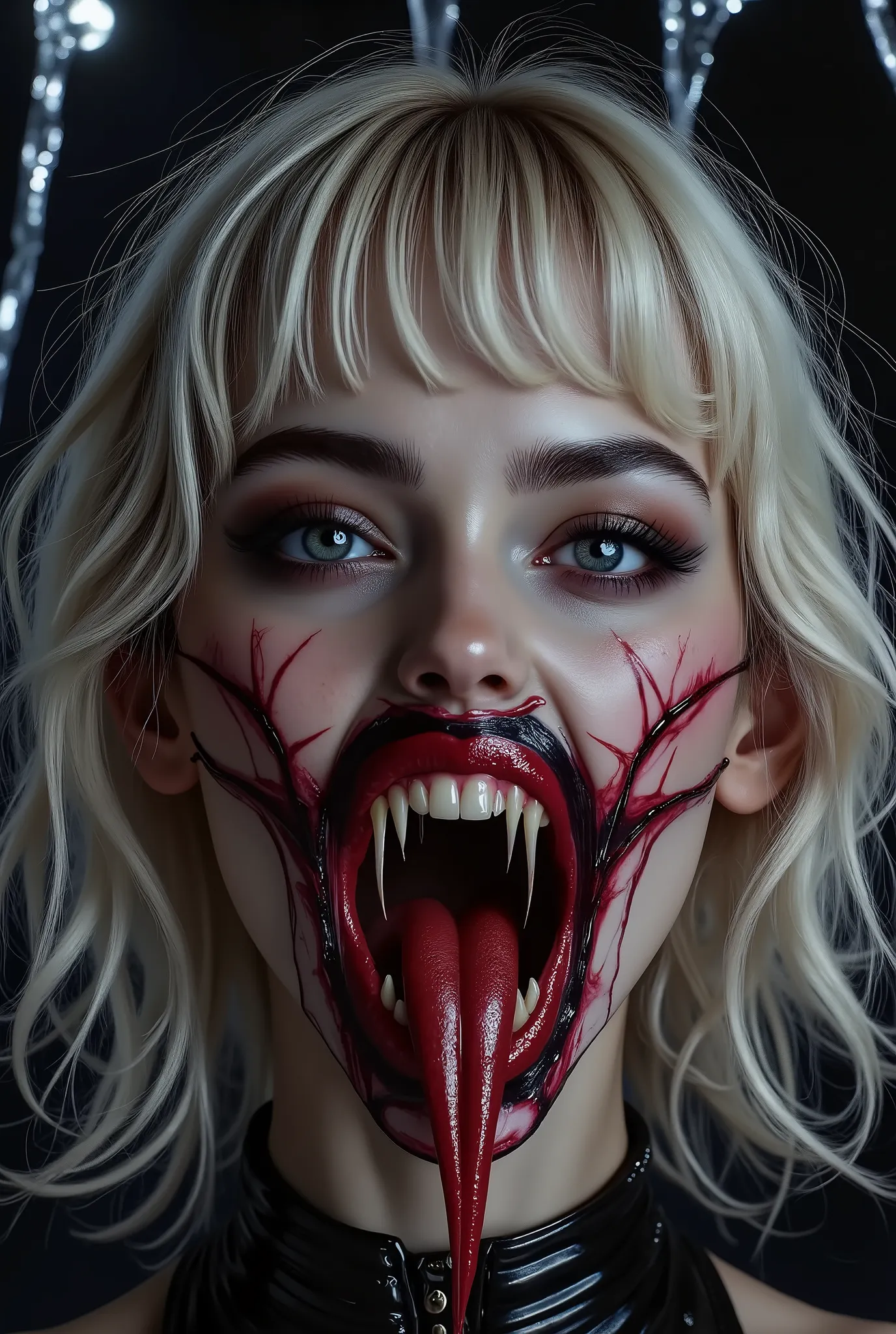 close up of face、(ultra-detailed)、Ultra-realistic movie master pie with ultra-detailed primetime portraits, 最high quality, 8K, table top, Ultra HD, 1 girl 22 years old、fashion supermodel, blonde curly hair、最high quality, high quality, High resolution、((a ...