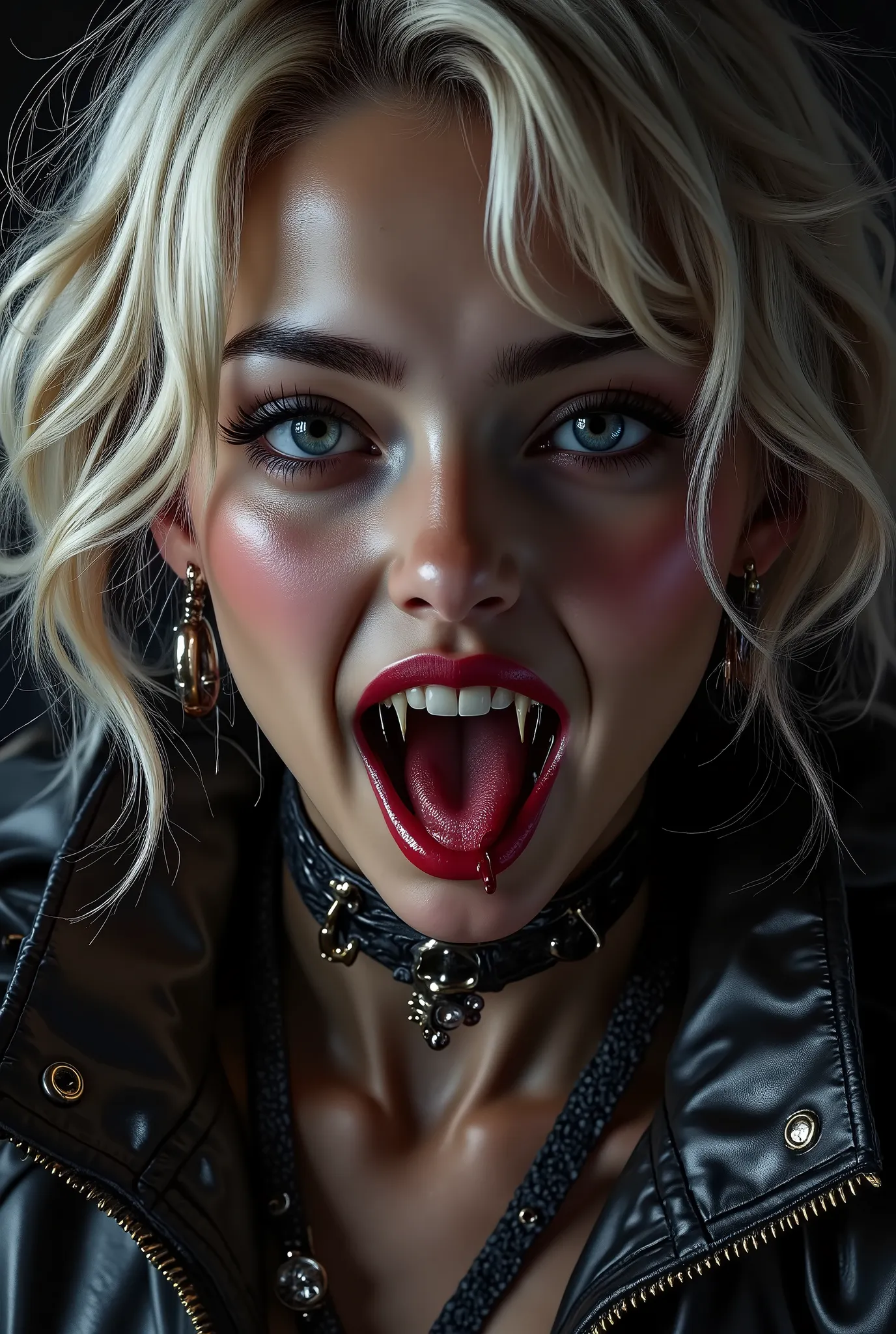 close up of face、(ultra-detailed)、Ultra-realistic movie master pie with ultra-detailed primetime portraits, 最high quality, 8K, table top, Ultra HD, 1 girl 22 years old、fashion supermodel, blonde curly hair、最high quality, high quality, High resolution、((a ...