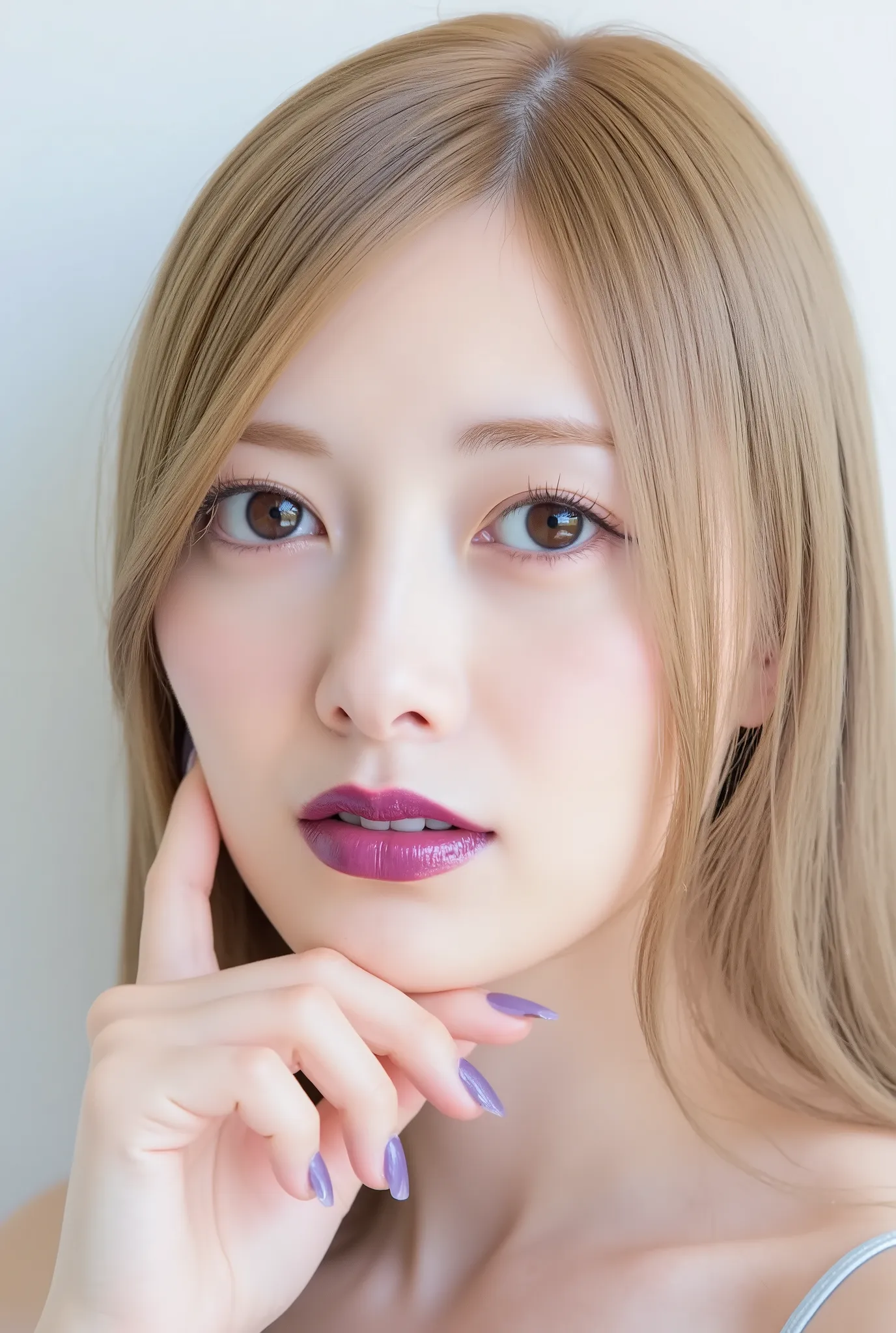 Shiraishi Mai, bungs, smile, Young and  cute Japanese faces ,     Official Art for 4 People   ,  High Definition CG Unity 8K Wallpaper,  ultra high definition ,  very well detailed, Half photo ,  White Wall Room Film Grain ,     Lens Flare Glow    ,  Highe...