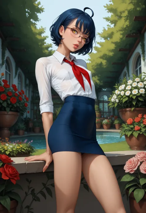 score_9, score_8_up, score_7_up, source_anime, full lips, sharp breasts, perky breasts, pointy breasts, Torpedotits, Flat chest, bubble butt, athletic, slim, (thin, slender, narrow shoulders and hips, anorexic girl, slender legs and arms), zhenya_es, ahoge...