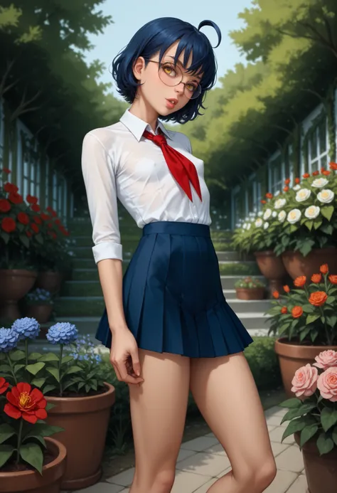 score_9, score_8_up, score_7_up, source_anime, full lips, sharp breasts, perky breasts, pointy breasts, Torpedotits, Flat chest, bubble butt, athletic, slim, (thin, slender, narrow shoulders and hips, anorexic girl, slender legs and arms), zhenya_es, ahoge...